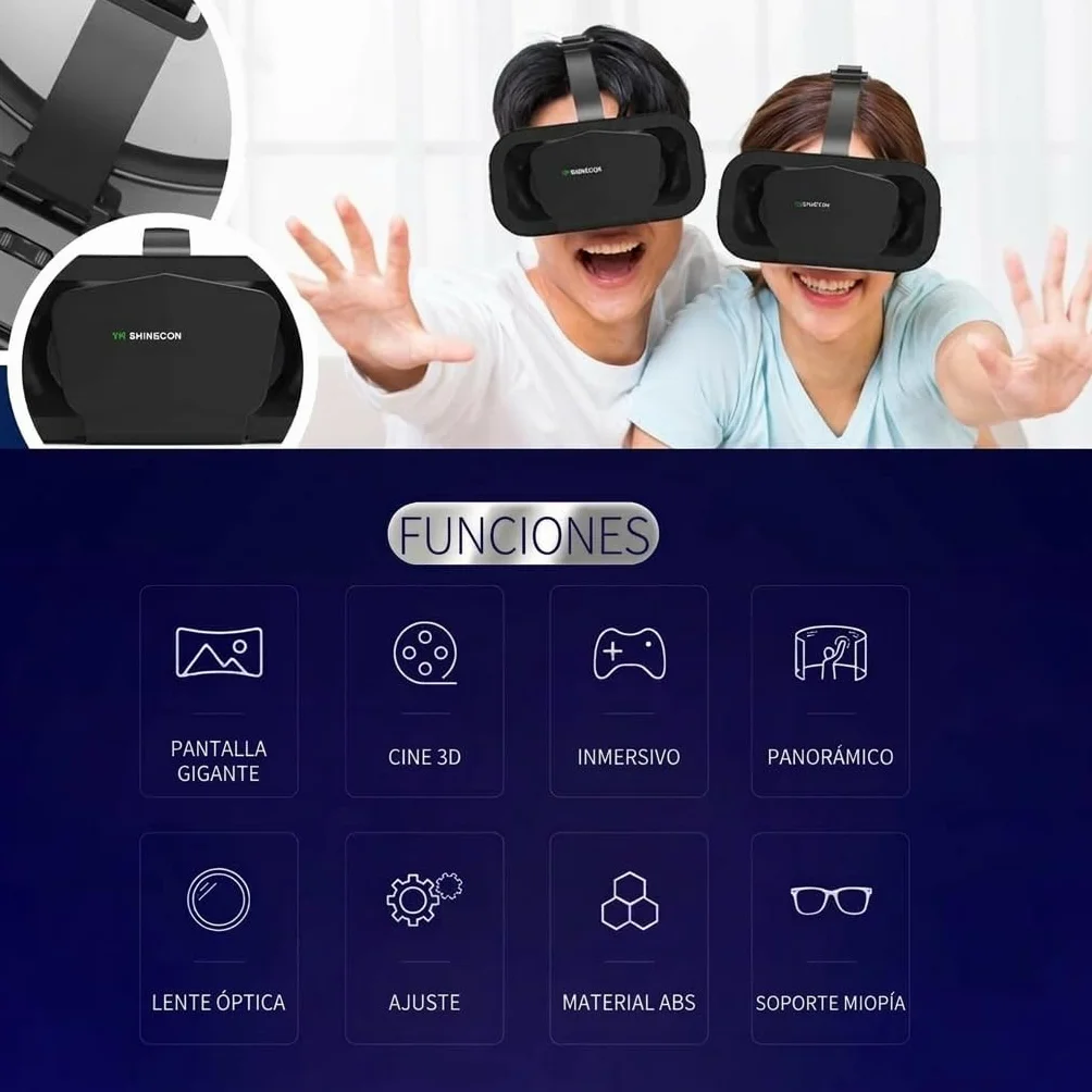 Okulary wirtualnej rzeczywistości VR,Ciesz się grami i filmami (z kontrolerem Bluetooth), Kompatybilny 5 cali - 7 cali Smartphone Szeroka kompatybilność z Android/Phone - 03