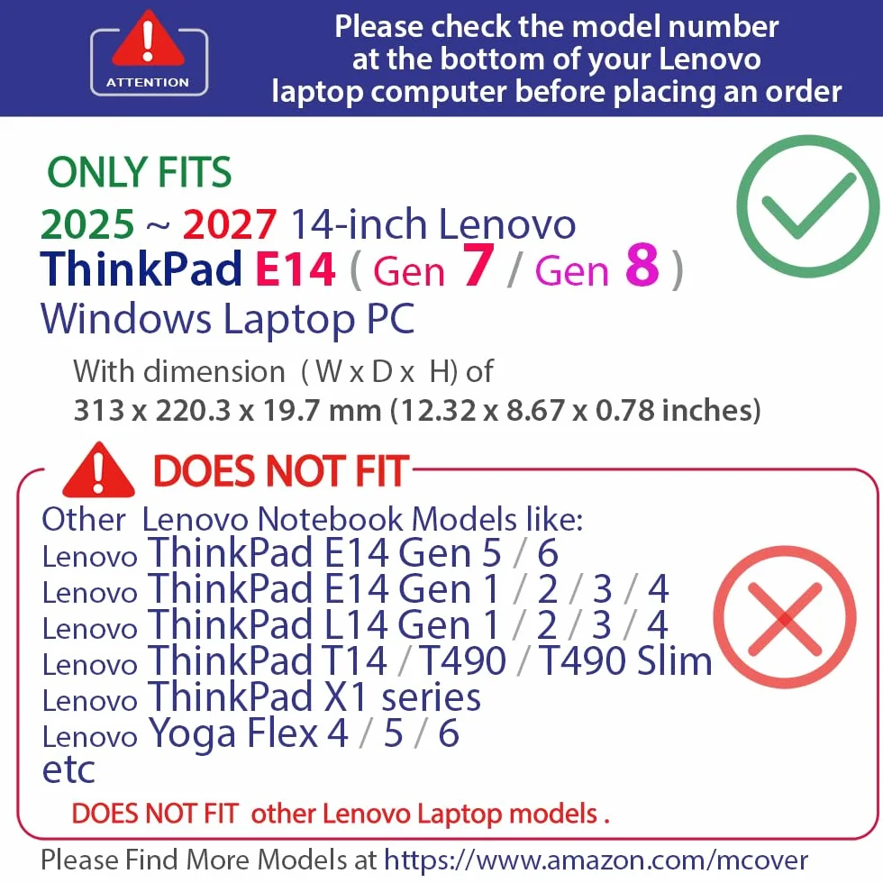 mCover Twarde etui kompatybilne tylko z notebookiem z systemem Windows 2025-2027 35.6 cm Lenovo ThinkPad E14 Gen 7/8 (z zawiasem 180°, nie pasuje do innych modeli Lenovo), różowe