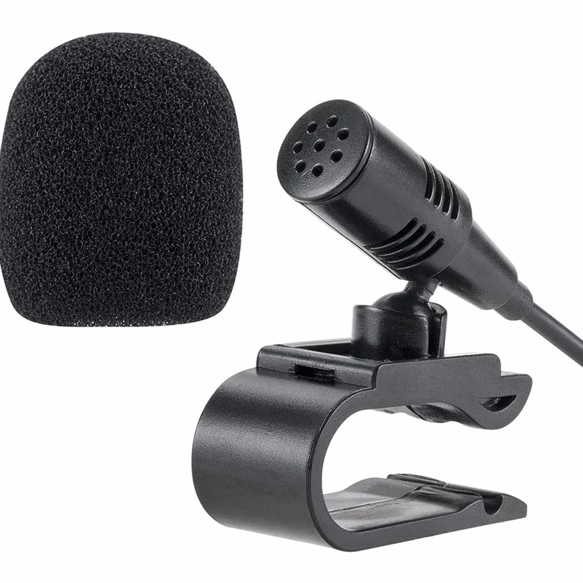 3,5 mm przenośny mikrofon zewnętrzny kompatybilny z JVC Kenwood Sony Alpine do głównej jednostki samochodowej z radiem Bluetooth stereo GPS DVD, kabel 3 m, Plug and Play