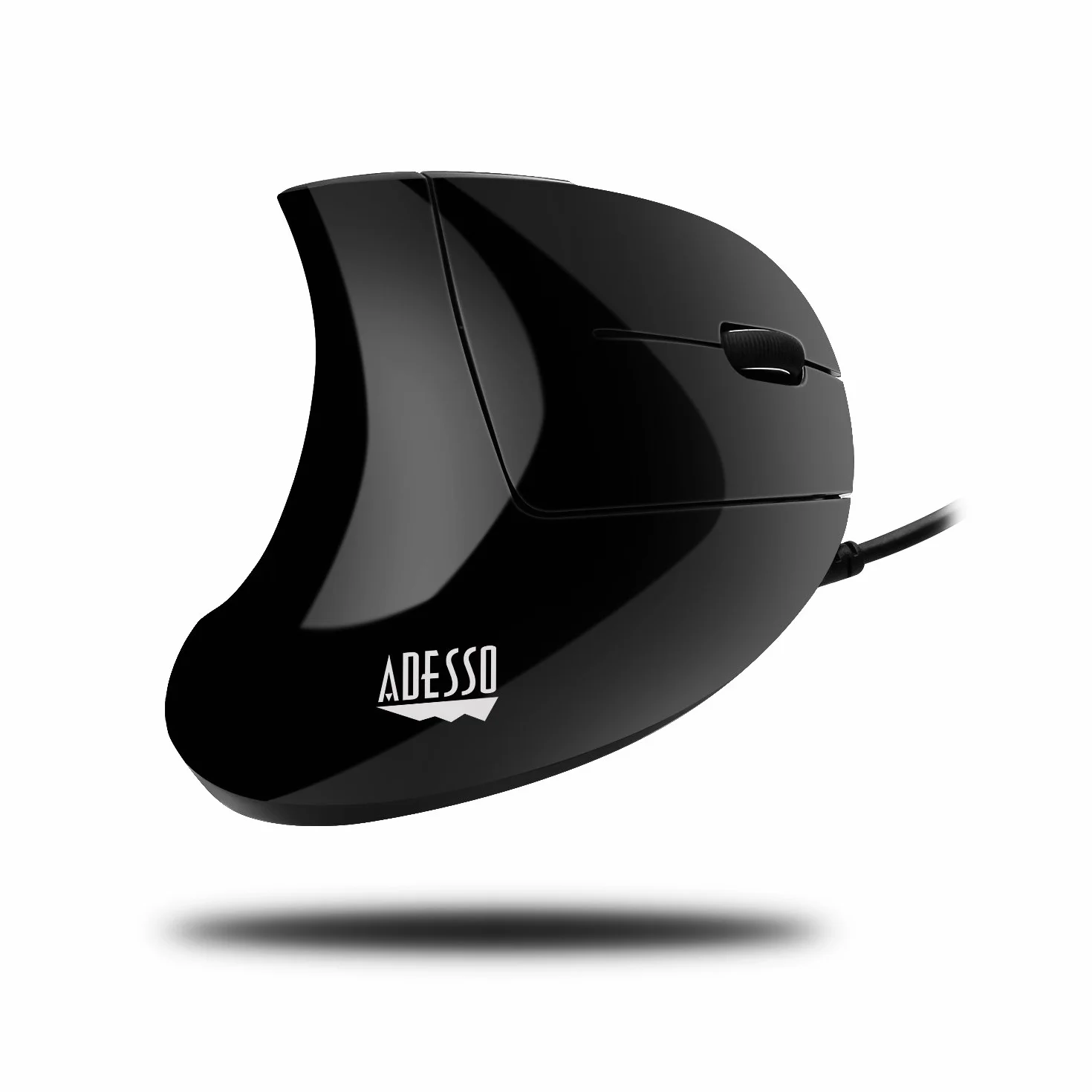 Adesso iMouseE1 - pionowa ergonomiczna podświetlana optyczna mysz USB z 6 przyciskami - orientacja praworęczna, DPI 1600/1000, 6 przycisków, do laptopa/PC/komputera stacjonarnego/notebooka/MAC - czarna
