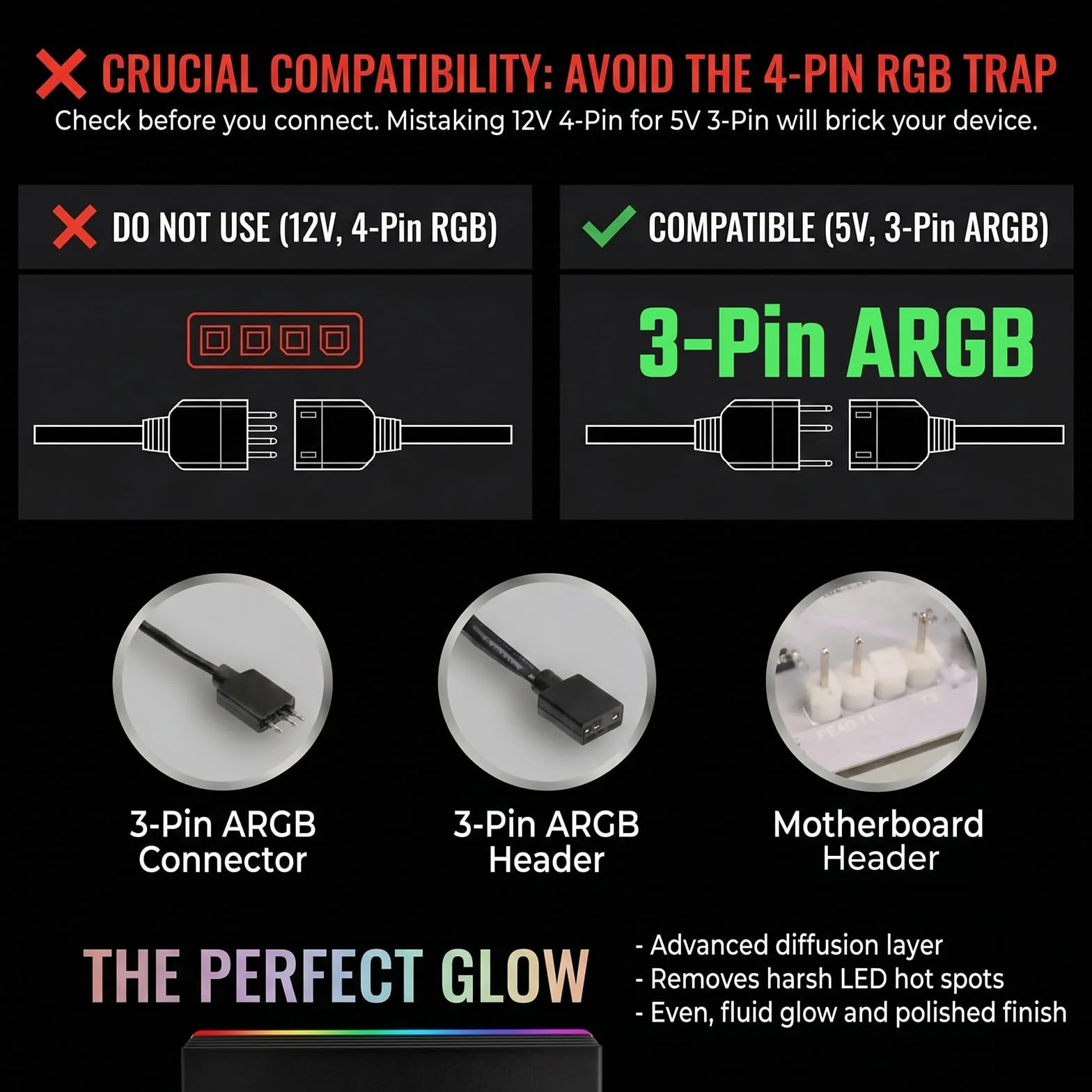 ARGB Wspornik GPU, 75-125mm Uchwyt Karty Graficznej | Anti-sag dla GPU triple-slot, aluminiowa kolumna, magnetyczna podstawa, ARGB 5V 3-pin, kompatybilny z RTX 4090/5090
