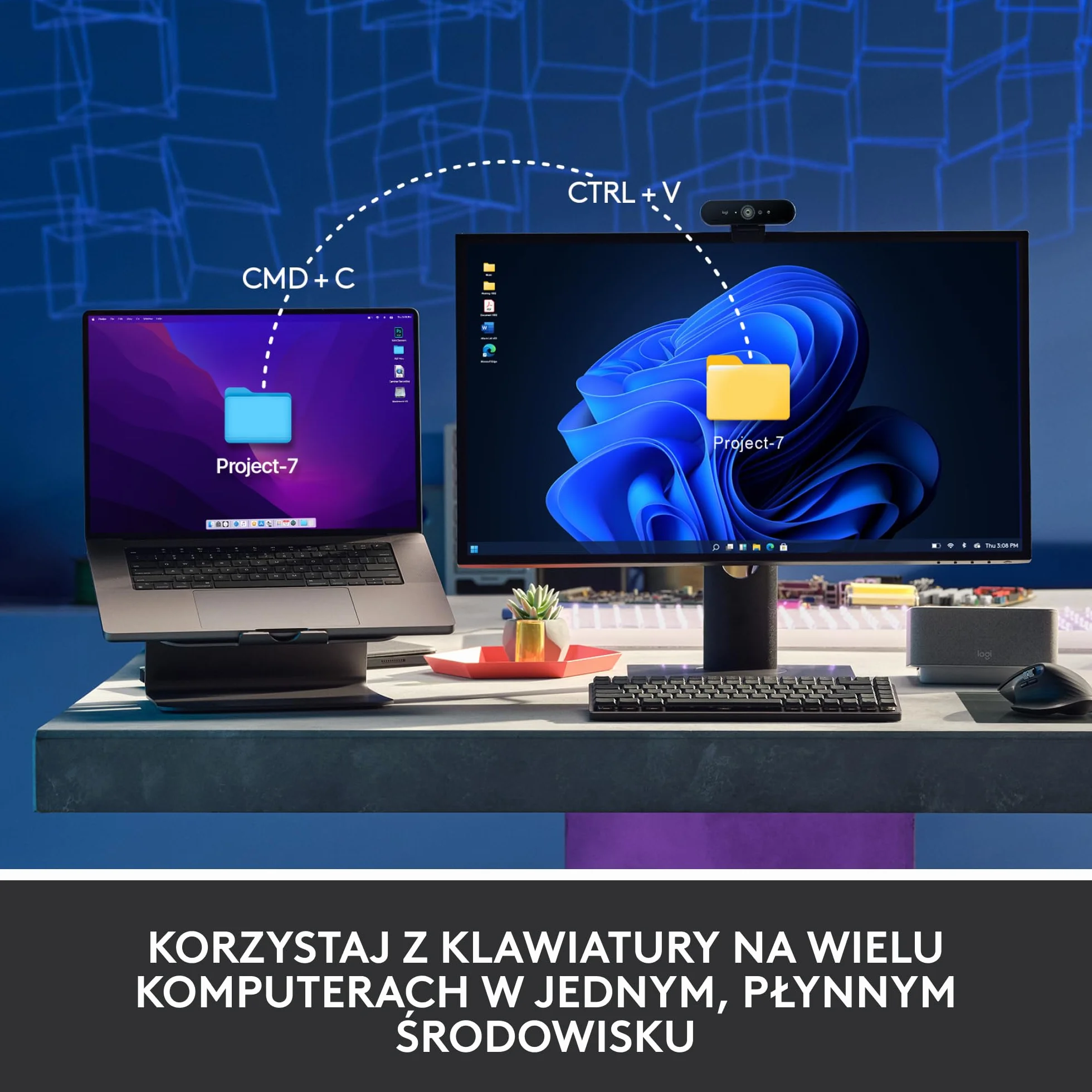 Logitech MX Mechanical Bezprzewodowa Klawiatura Mini podświetlana klawisze Tactile Quiet, Bluetooth, USB-C, macOS, Windows, Linux, iOS, Android, Metal, QWERTY układ US international - Szary