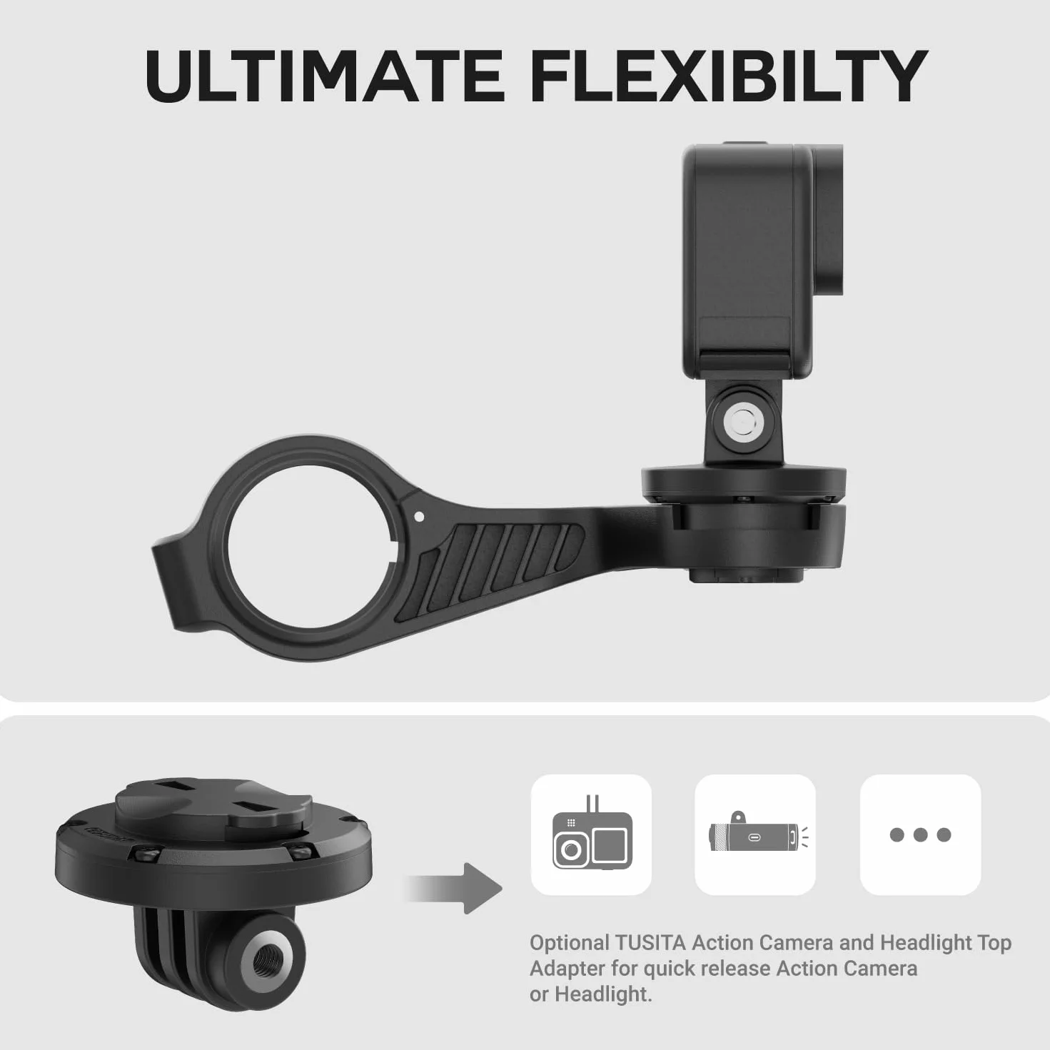TUSITA Kamery Sportowej i Reflektora Górnego Uchwyt Adapter Kompatybilny z Garmin Uchwyt Rowerowym
