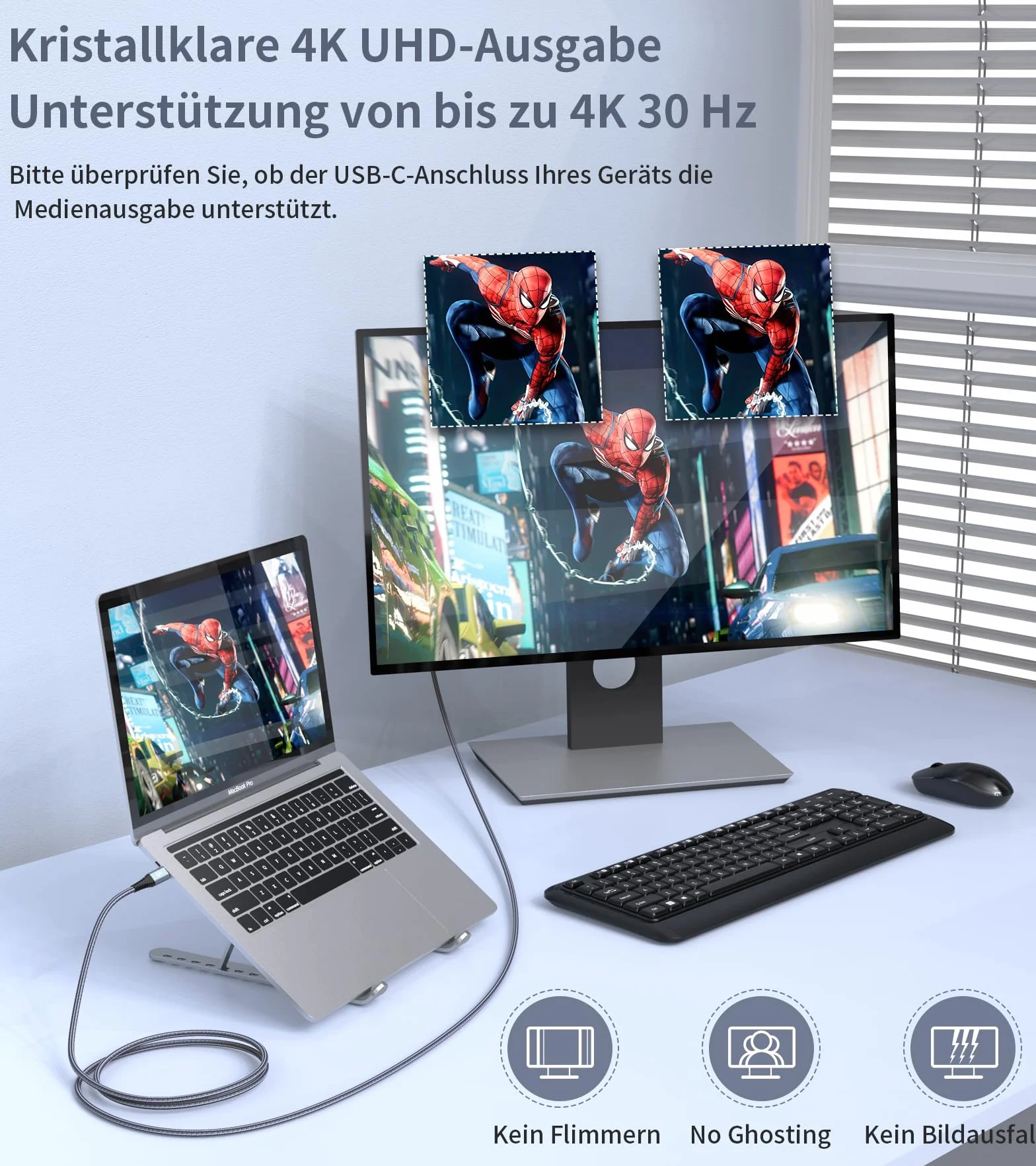 Sweguard Kabla USB C do HDMI 4K, 6m Kabel USB typ C do HDMII 4K@UHD, Thunderbolt 3/4, kompatybilny z iPhone 17 16 15 Pro Max, Galaxy S26 S25 S24 S23 do S8, MacBook Pro/Air, iMac, iPad, Surface
