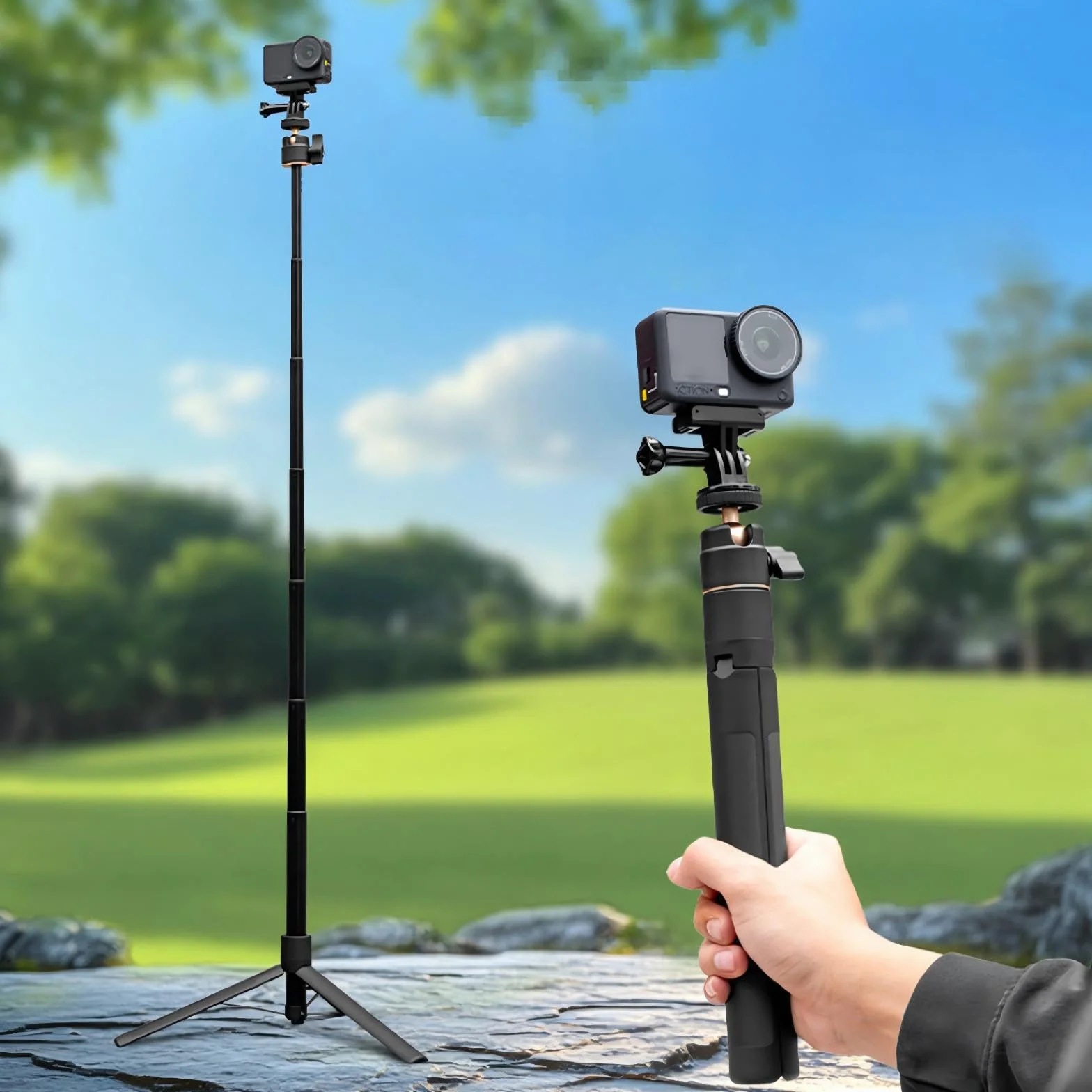 Statyw i kij do selfie 120 cm do DJI Osmo Action 6, rozszerzalny statyw do selfie, kompatybilny z akcesoriami DJI Osmo Action 6, wielofunkcyjny drążek przedłużający ze stopu aluminium, 120 cm