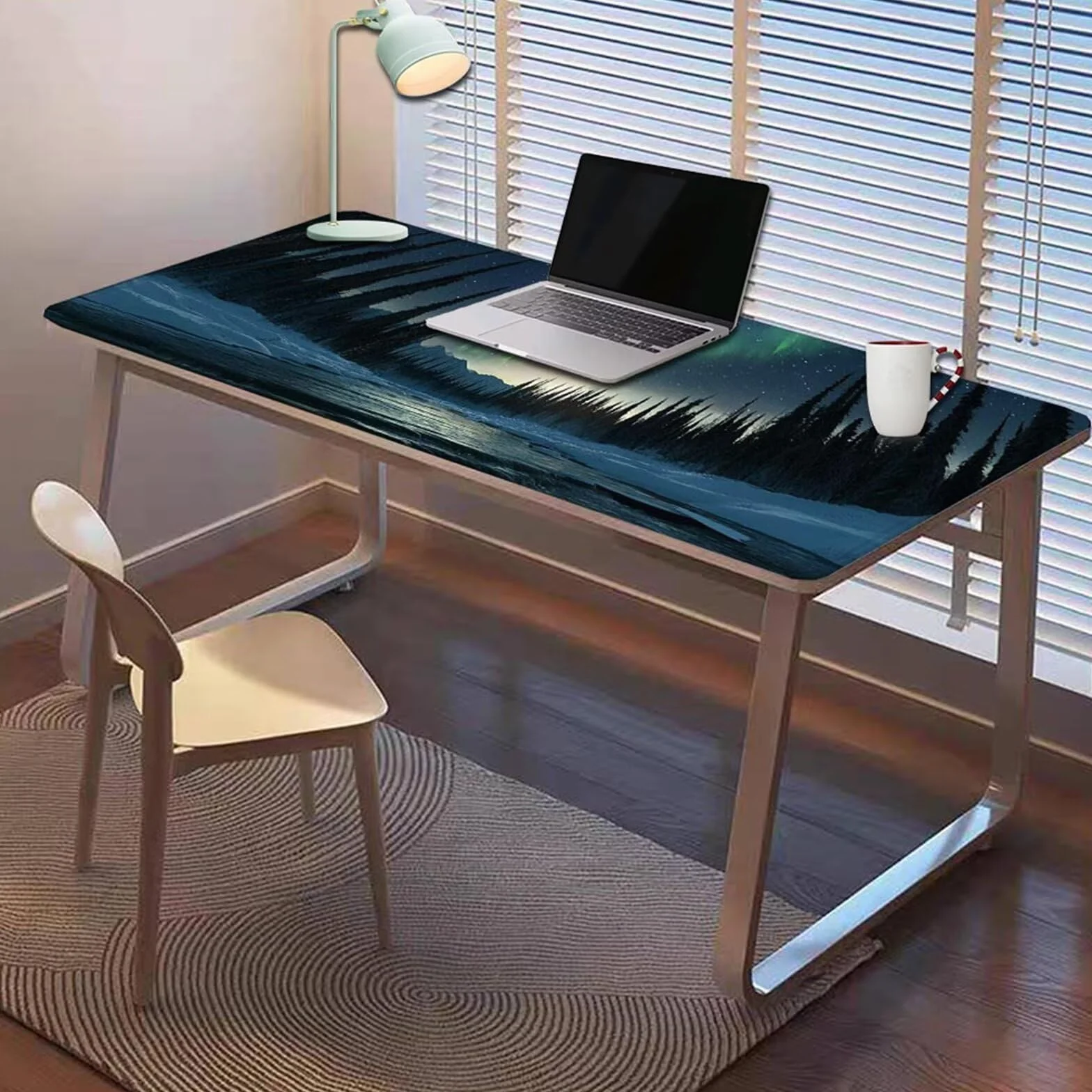 Gamingowa podkładka pod mysz 1200 x 600 x 3 mm, XXL, wodoszczelna, odporna na ścieranie, ze zszytymi krawędziami, podkładka na biurko, poprawia prędkość i precyzję, do komputera, biura, wzór drzewa xn