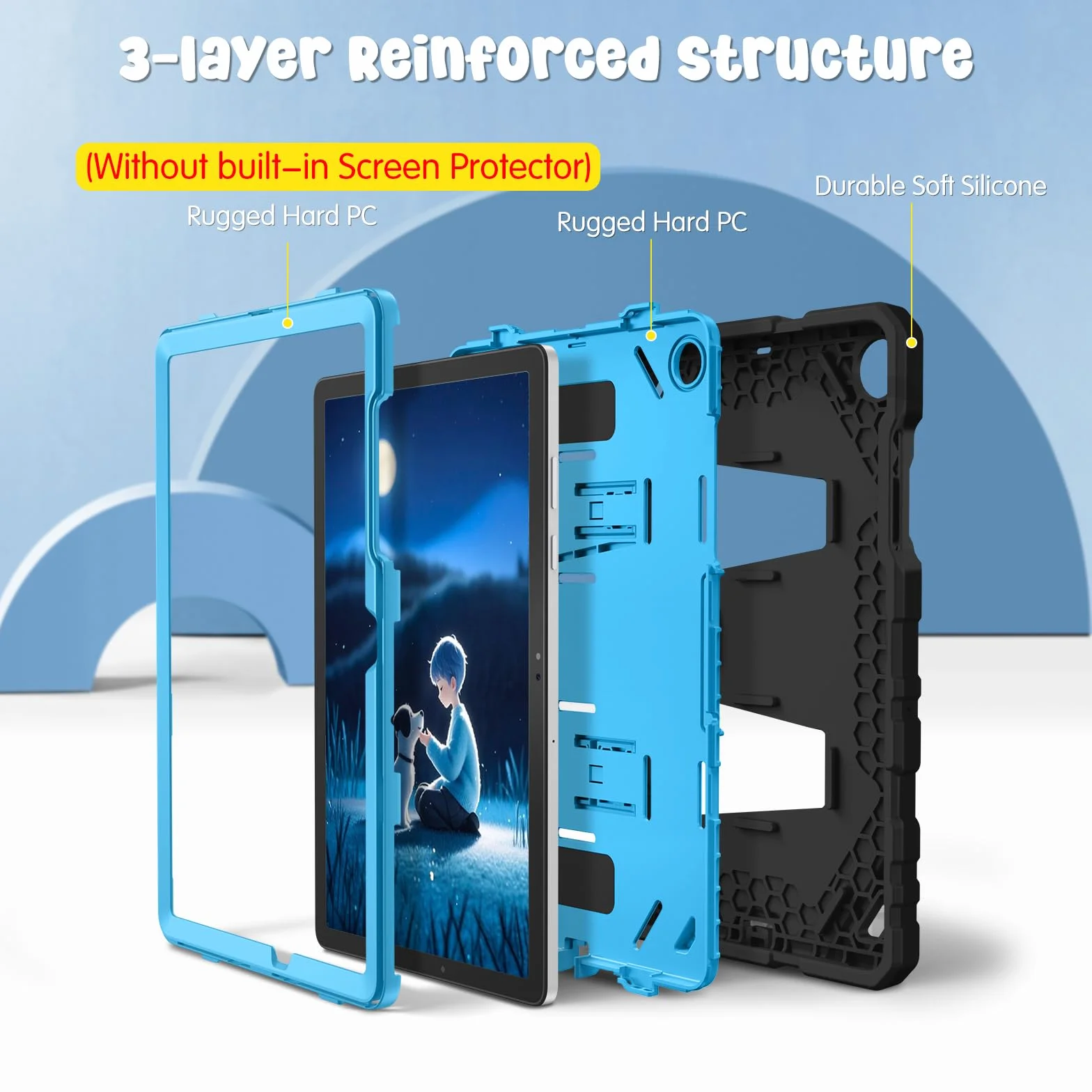 FINTIE Etui do Samsung Galaxy Tab A11 Plus (A11+) 11 cali 2025 i Galaxy Tab A9 Plus (A9+) 11" 2023, odporne na wstrząsy z podpórką, czarne/niebieskie