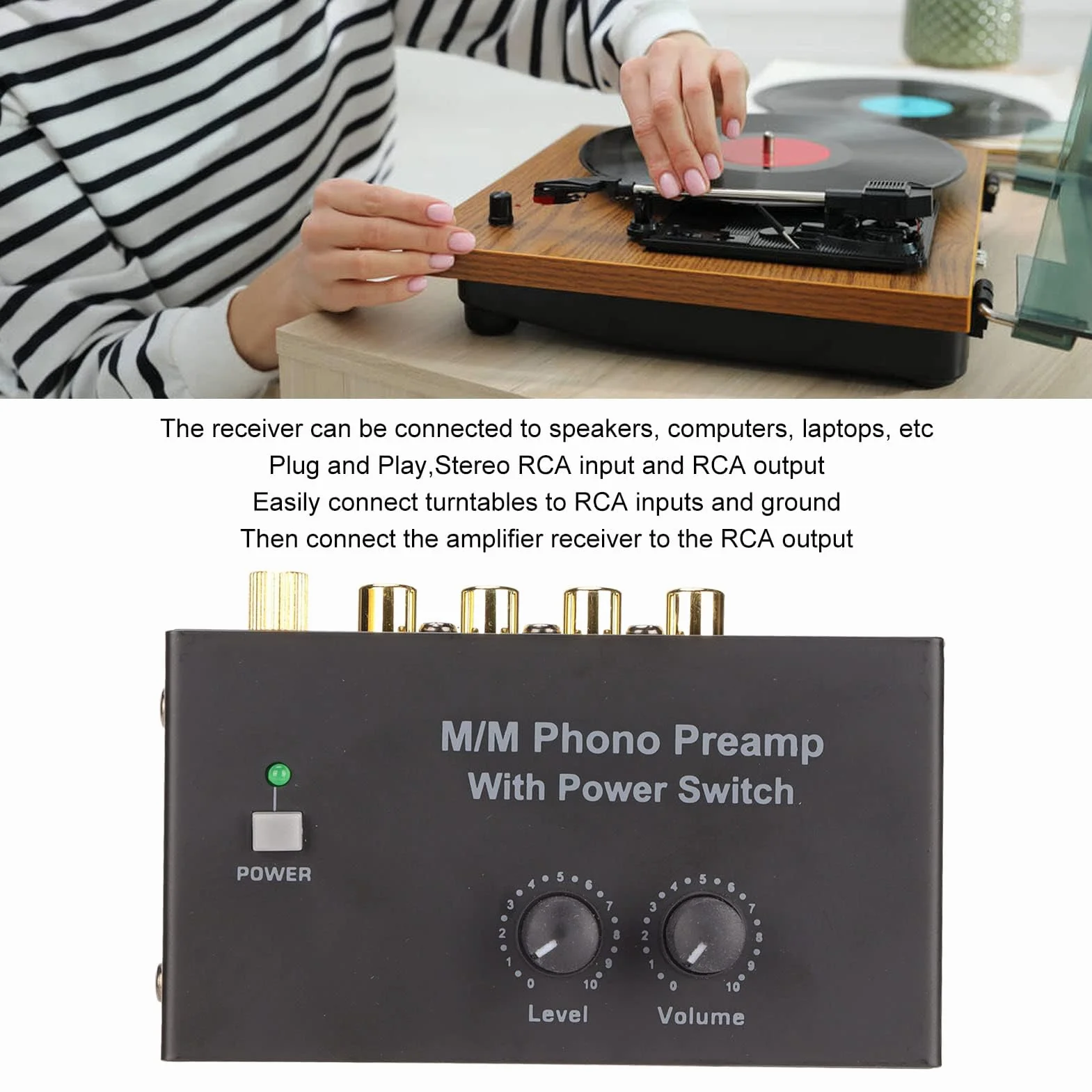 PP500P przedwzmacniacz gramofonowy, elektroniczny wzmacniacz audio stereo fonografu, wyjście wejściowe, przedwzmacniacz do gramofonu
