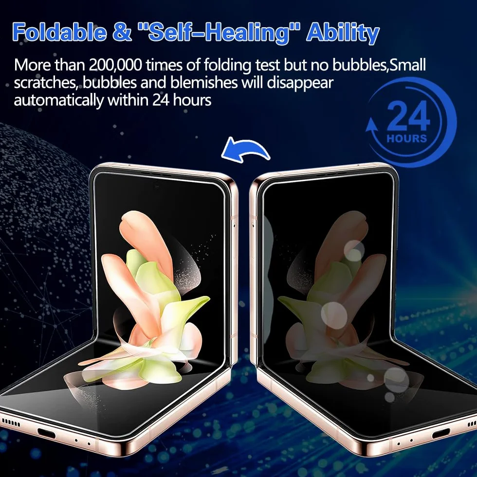 Folia ochronna na ekran do Samsung Galaxy Z Flip 7, 2 wewnętrzna miękka czarna folia TPU, 2 hartowane szkło antyszpiegowskie wygaszacz ekranu przedniego, przyjazny dla obudowy, bez pęcherzyków
