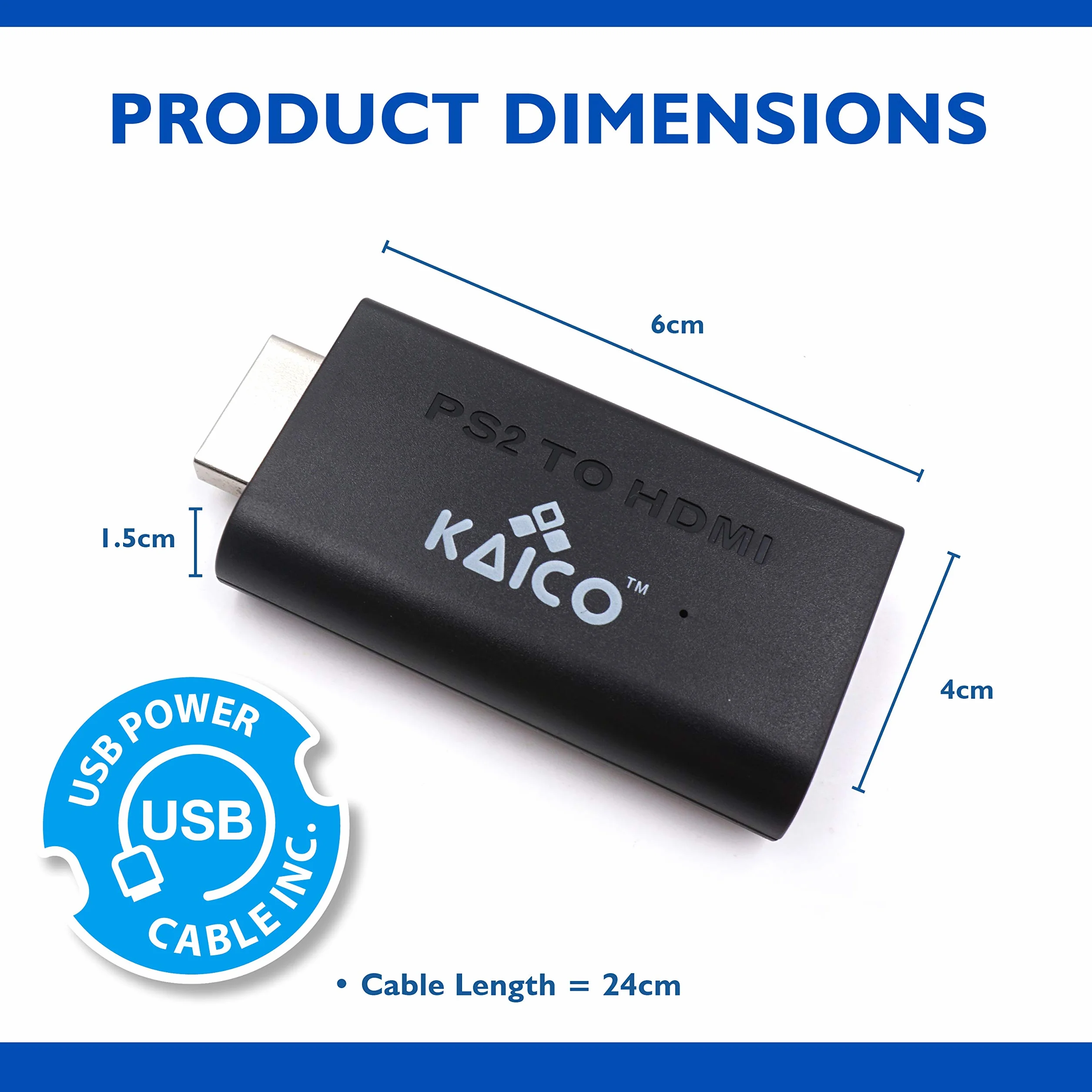 Kaico Adapter HDMI Edition do PlayStation 2 – konwerter PS2 na HDMI dla wszystkich konsol PS2 (Phat & Slim)