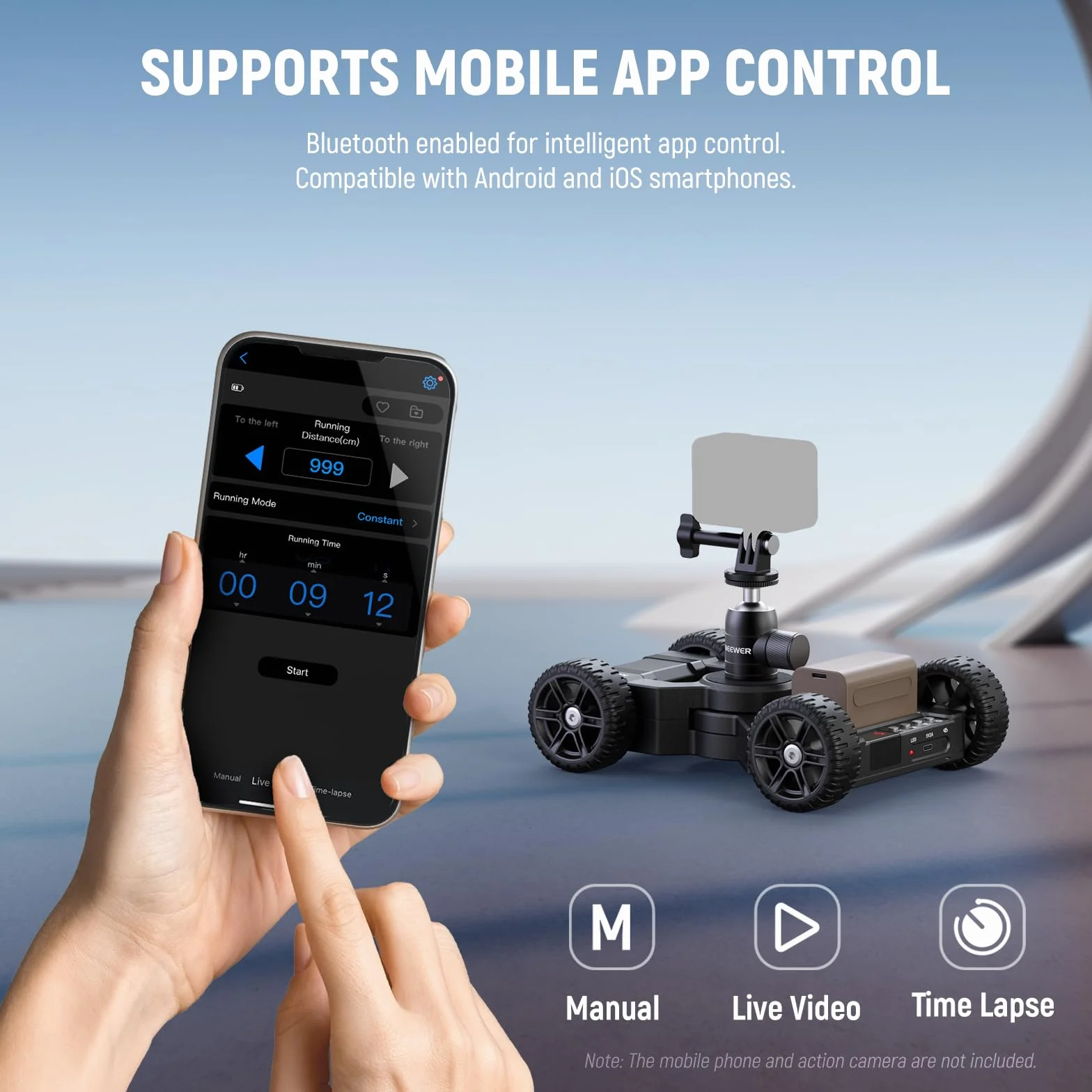 Neewer DL400 ulepszony zmotoryzowany suwak Dolly ze sterowaniem aplikacją, bardzo cichy, mocny podwójny silnik, czas pracy 5H, kompatybilny z GoPro Android Samsung, smartfonem, lustrzanką cyfrową
