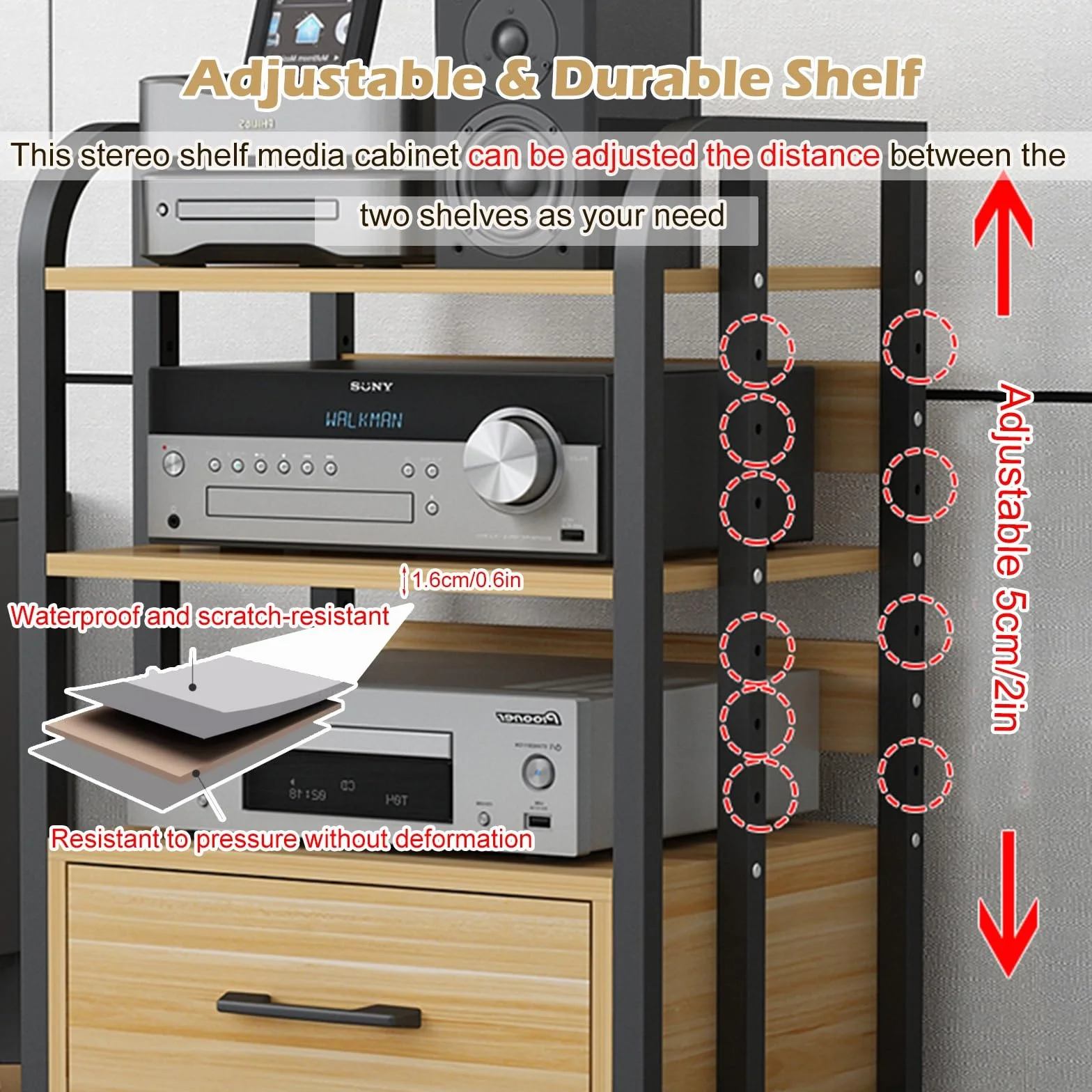 Szafka Na Sprzęt Audio HiFi, 100 Cm Wysokości, Stojak Na Sprzęt Audio-video Do Wzmacniacza/odbiornika Stereo - Corner Entertainment Center(Black)