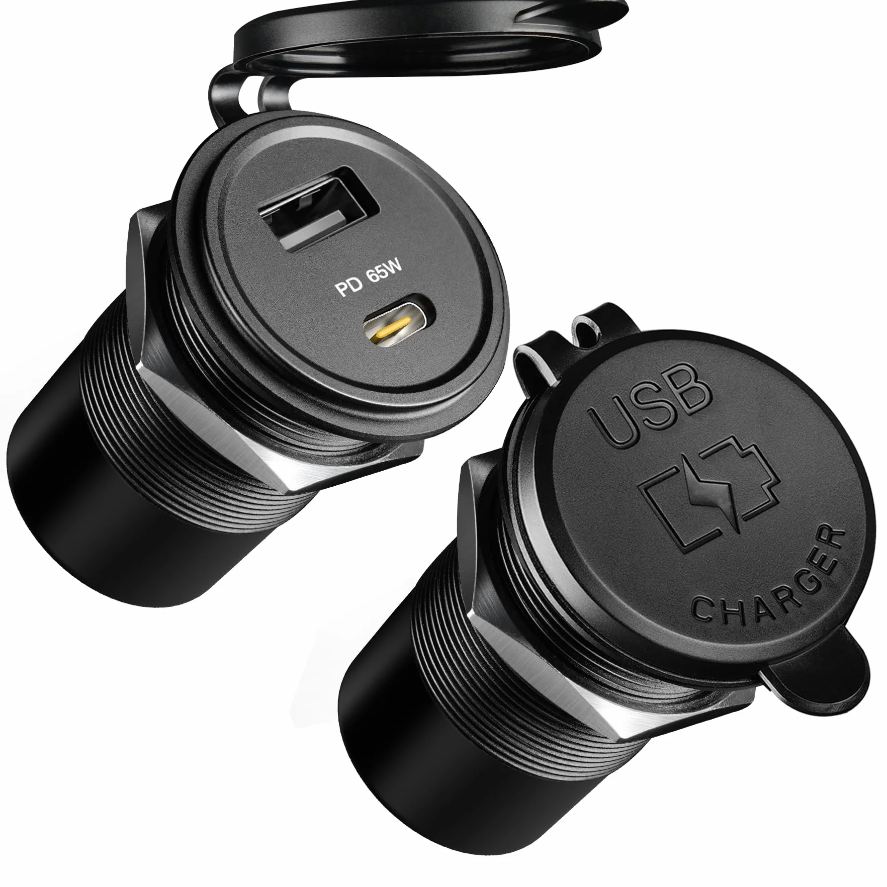 acegoo Gniazdo USB 12 V 65 W PD3.0 i 18 W QC3.0, gniazdo USB kampera, całkowicie aluminiowa, wodoodporna ładowarka do laptopa, szybkie ładowanie do kampera, łodzi, autobusu, samochodu, ciężarówki, ATV