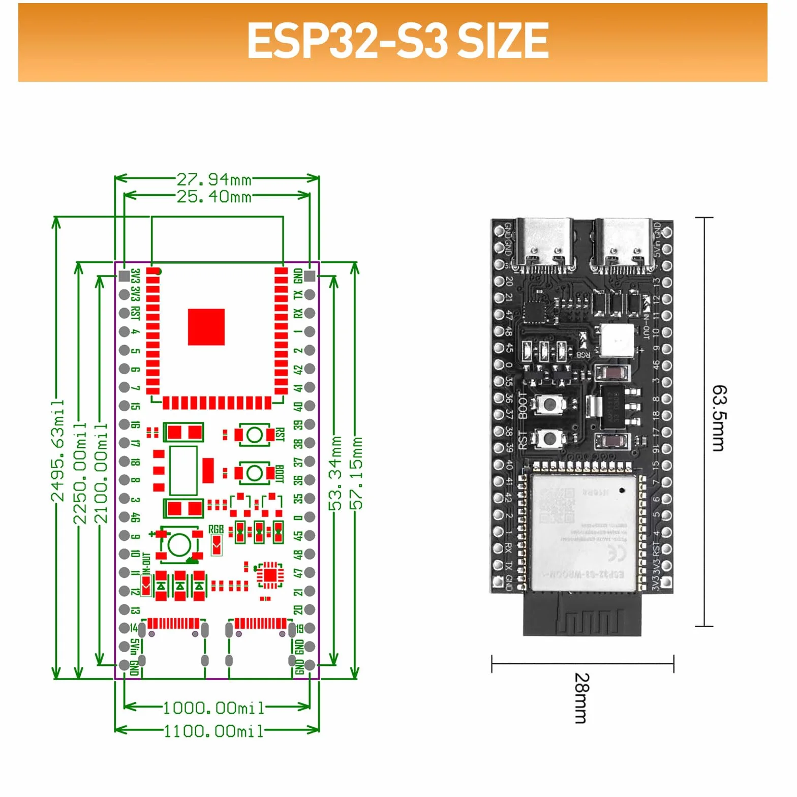 ESP32 S3 DevKitC 1 N16R8 ESP32 S3 WROOM1 N16R8 płyta rozwojowa WiFi Bluetooth 5.0 siatka rozwojowa [piny są lutowane]