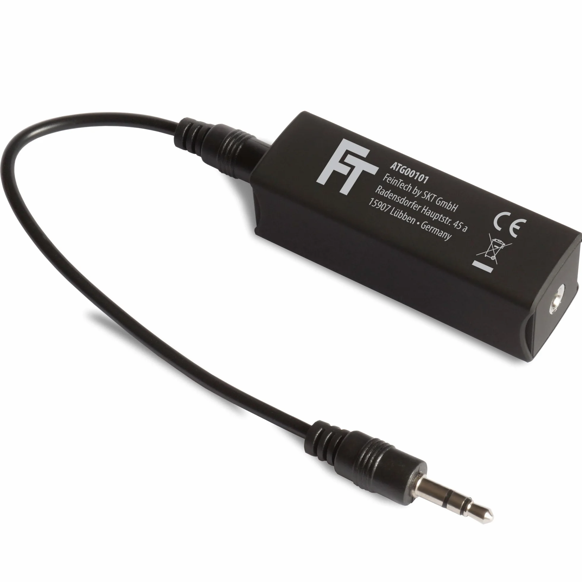 FeinTech rozdzielacz masowy audio filtr prądowy gniazdo 3,5 mm eliminuje buczenie czarny