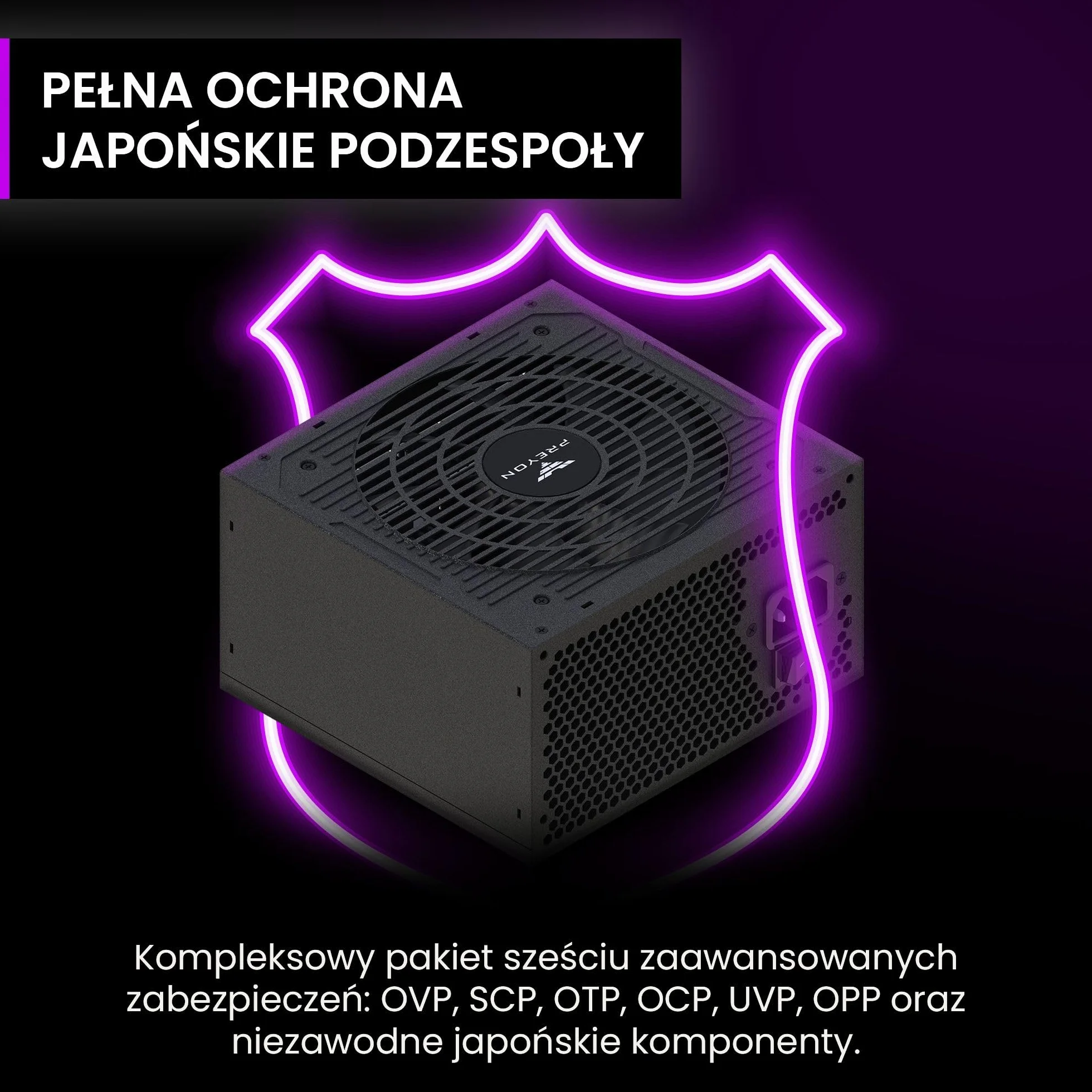 PREYON Zasilacz Komputerowy PC PSU 750W Bronze ATX Gaming Power Supply 12V PCI-e 2.5 Modularny Cicha Praca Wentylator 120 mm Japońskie Komponenty Stabilny Kompaktowy Nowoczesny – Eagle Power Czarny