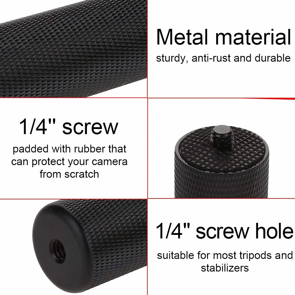 Mugast Przedłużacz statywu, regulowany metalowy drążek monopod ze śrubą 1/10.2 cm do stabilizatora statywów biurkowych, czarny