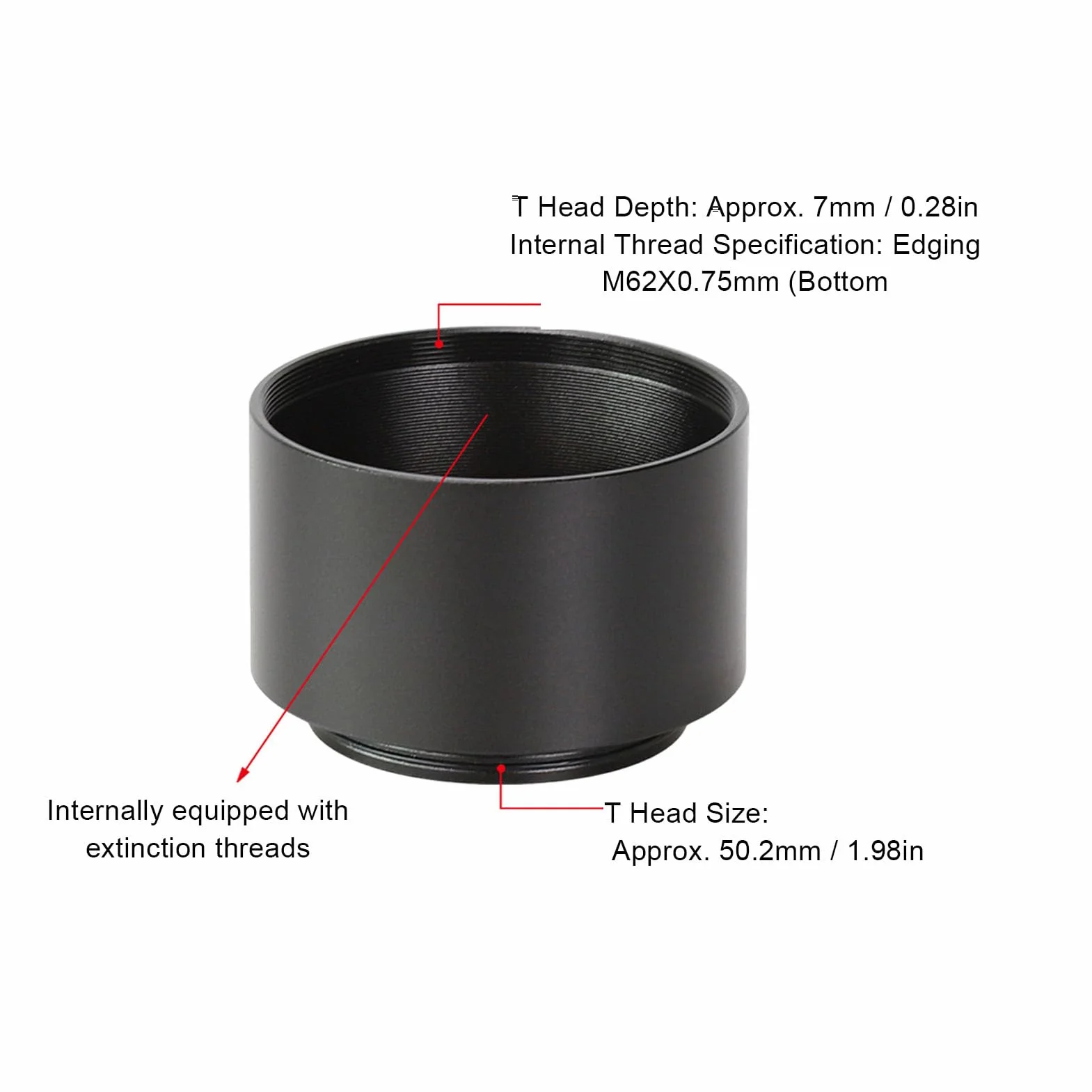 VBESTLIFE Osłona obiektywu teleskopu astronomicznego do Seestar S50, Edge M62 x 0,75 mm, dół M48 x 0,75 mm, akcesoria do teleskopów ze stopu aluminium