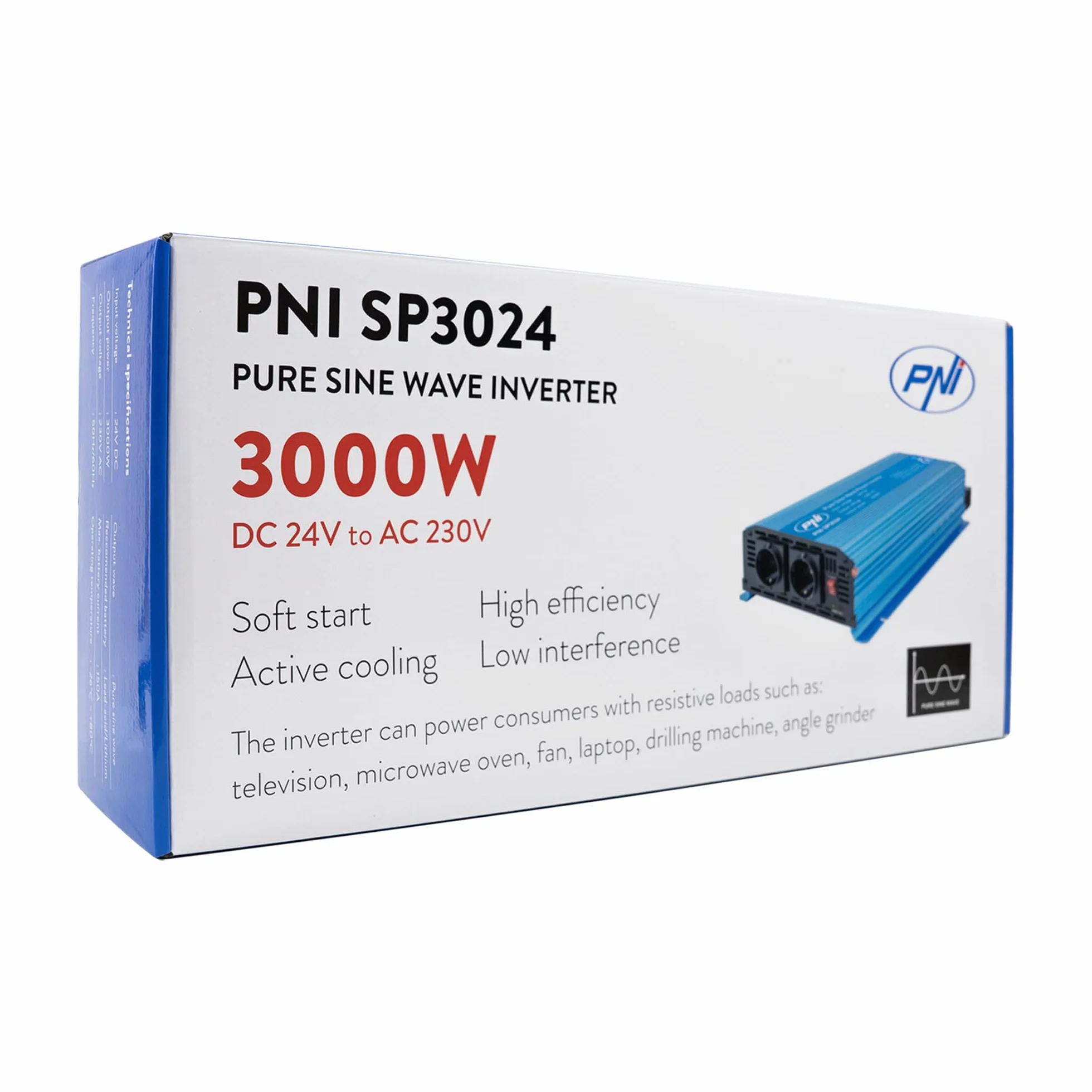 PNI Przetwornica napięcia SP3024 24 V Zasilanie 230 V Wyjście 3000 W Pure Sine Wave