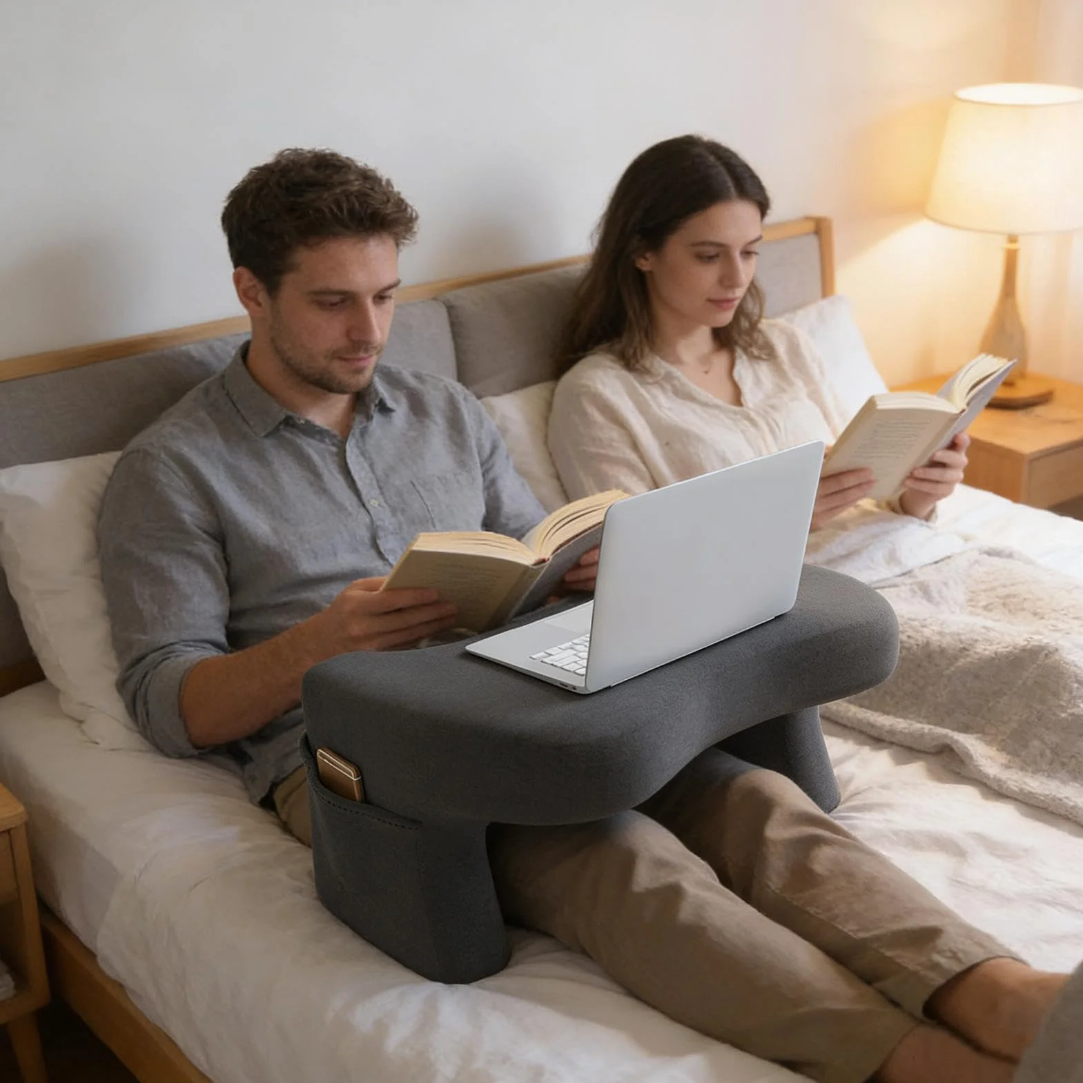 Poduszka na laptopa łóżko poduszka na tablet taca z kieszeniami biurko | komputerowe czytanie gier sofa sofa mieszkanie wnętrze