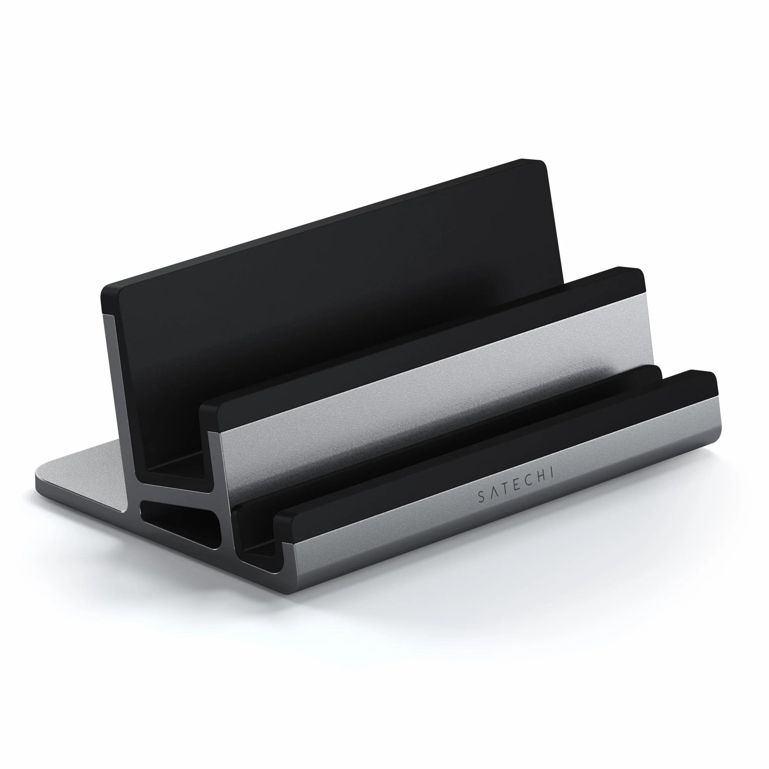 SATECHI Podwójny Pionowy Stojak Aluminiowy, Uniwersalna Kompatybilność z MacBook Air i Pro M5 M4, iPad Air i Pro M5 M4, iPad Mini, iPhone 17 i Innymi