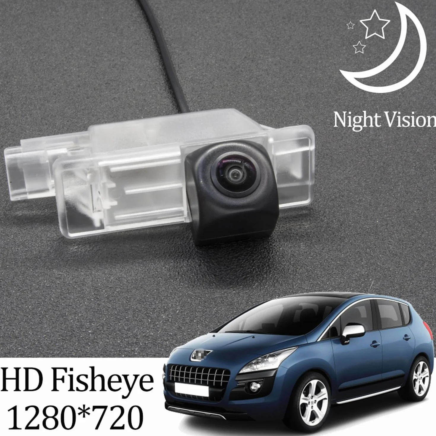 Zamiennik kamery cofania samochodu do Peugeot 3008 MK1 2008-2016, samochodowa kamera cofania HD, wodoodporna, odporna na wstrząsy kamera parkingowa, kamera D z wyświetlaczem LCD 4.3