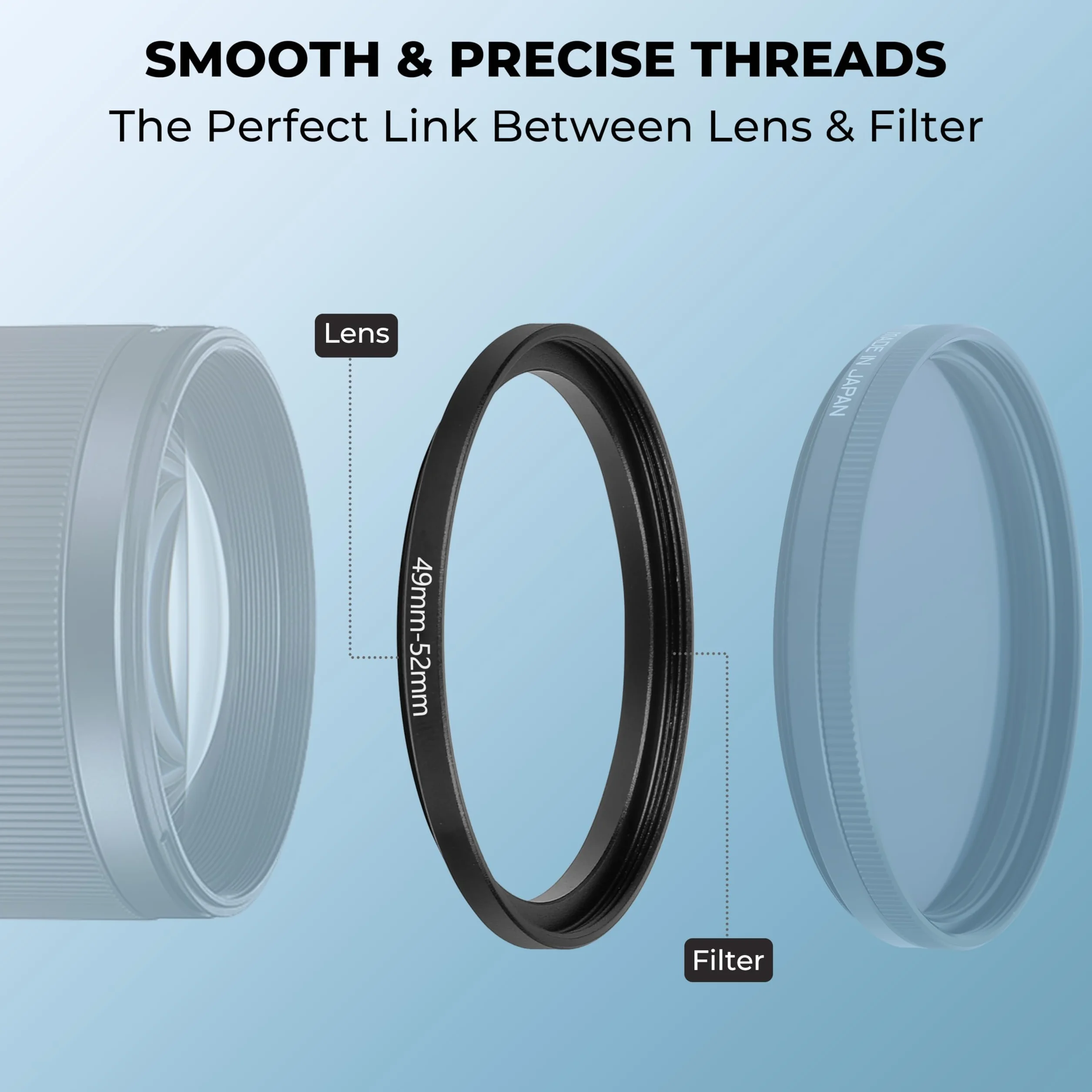 Zestaw 8 Pierścieni Redukcyjnych Step-UP, Adapter Filtra Obiektywu: 49mm 52mm 55mm 58mm 62mm 67mm 72mm 77mm 82mm.