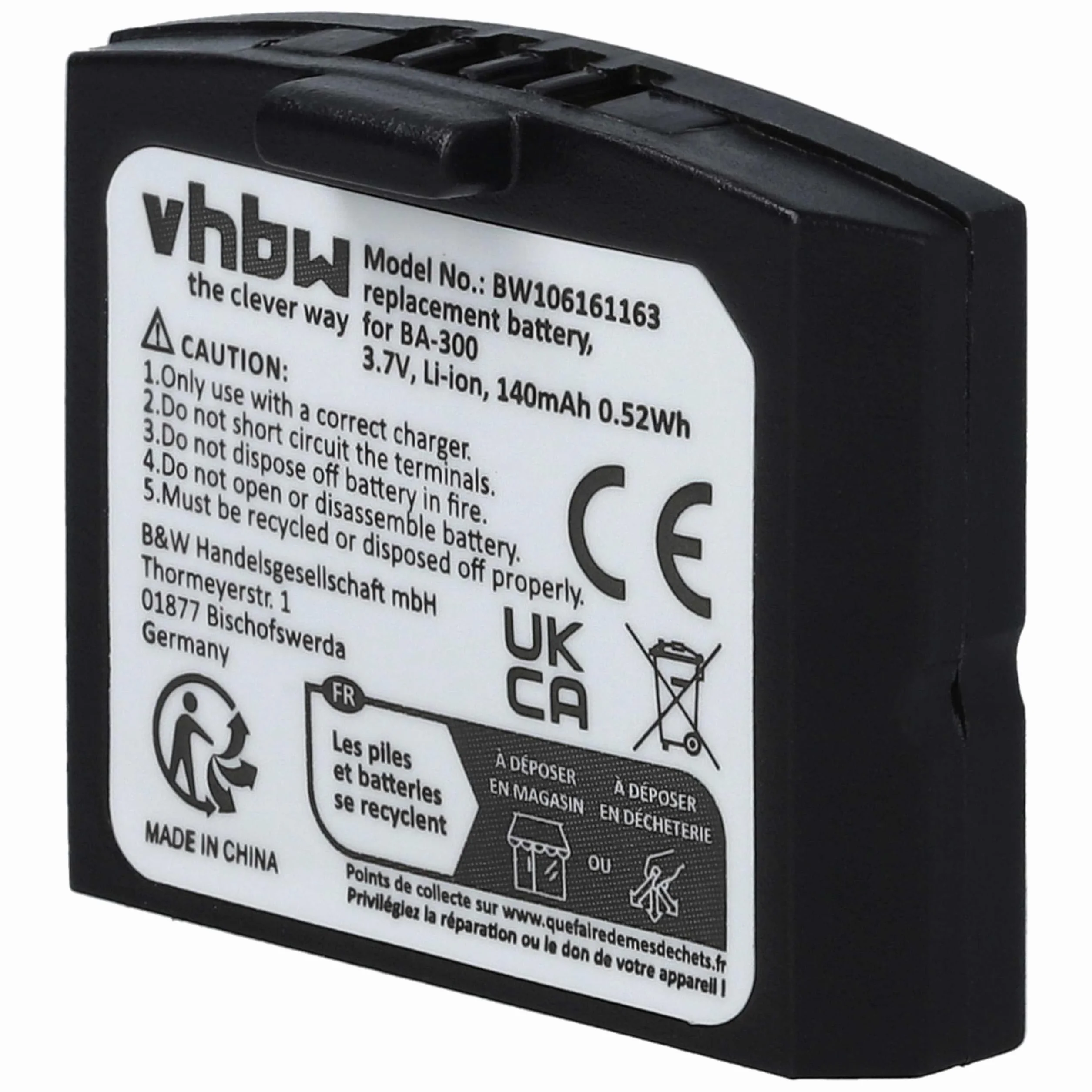 Sennheiser vhbw Akumulator 140 mAh 3,7 V do słuchawek Set 830 S, Set 840 S jak BA-300