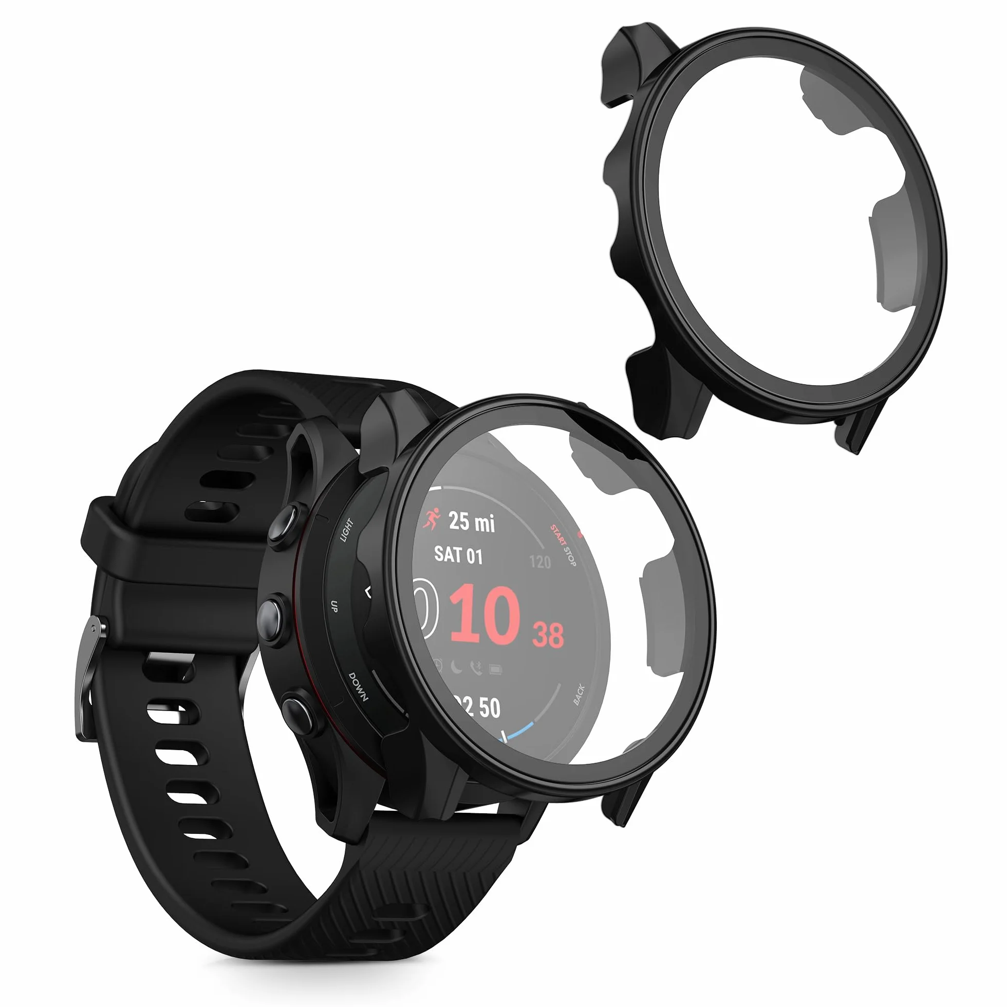 kwmobile 2 x etui kompatybilne z Garmin Forerunner 255/255 Music Case - Fullbody Fitness Tracker zestaw szklanych etui - czarne