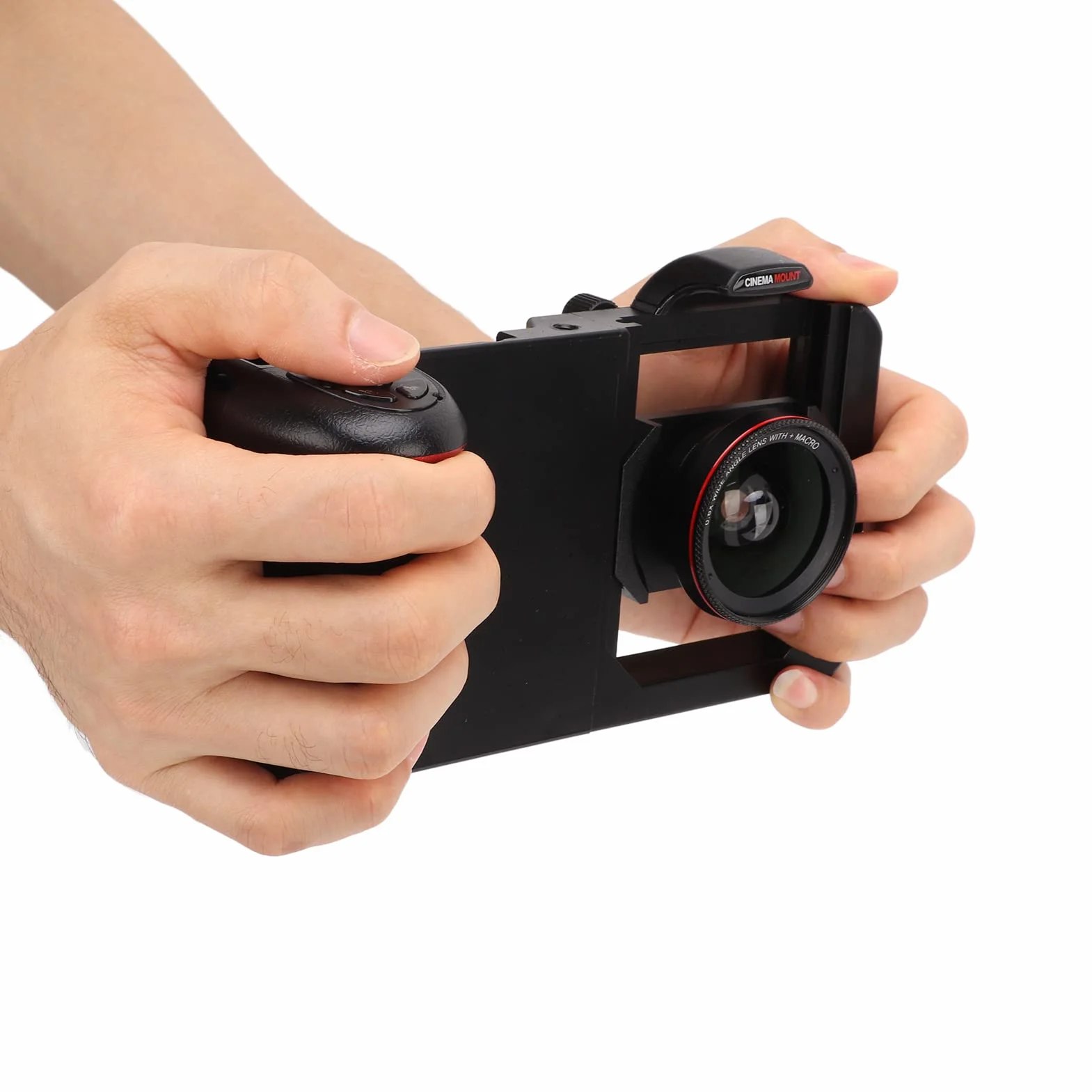 Ręczny Stabilizator Telefonu, Zestaw do Telefonu Wideo Ergonomiczna Konstrukcja Inkrustowany Uchwyt Podkładka Antypoślizgowa z Szerokokątnym Obiektywem Makro 2 w 1 do Fotografowania