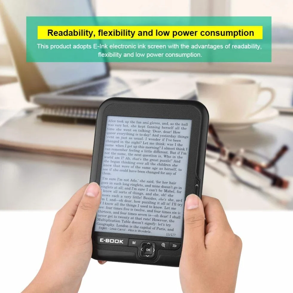Czytnik e-booków, przenośny 6-calowy wyświetlacz elektroniczny o wysokiej rozdzielczości 300 dpi, zegar pomocniczy, słownik, kalendarz, kalkulator, karta 32G TF, 29 języków ze skórzanym etui (czarny 8G)