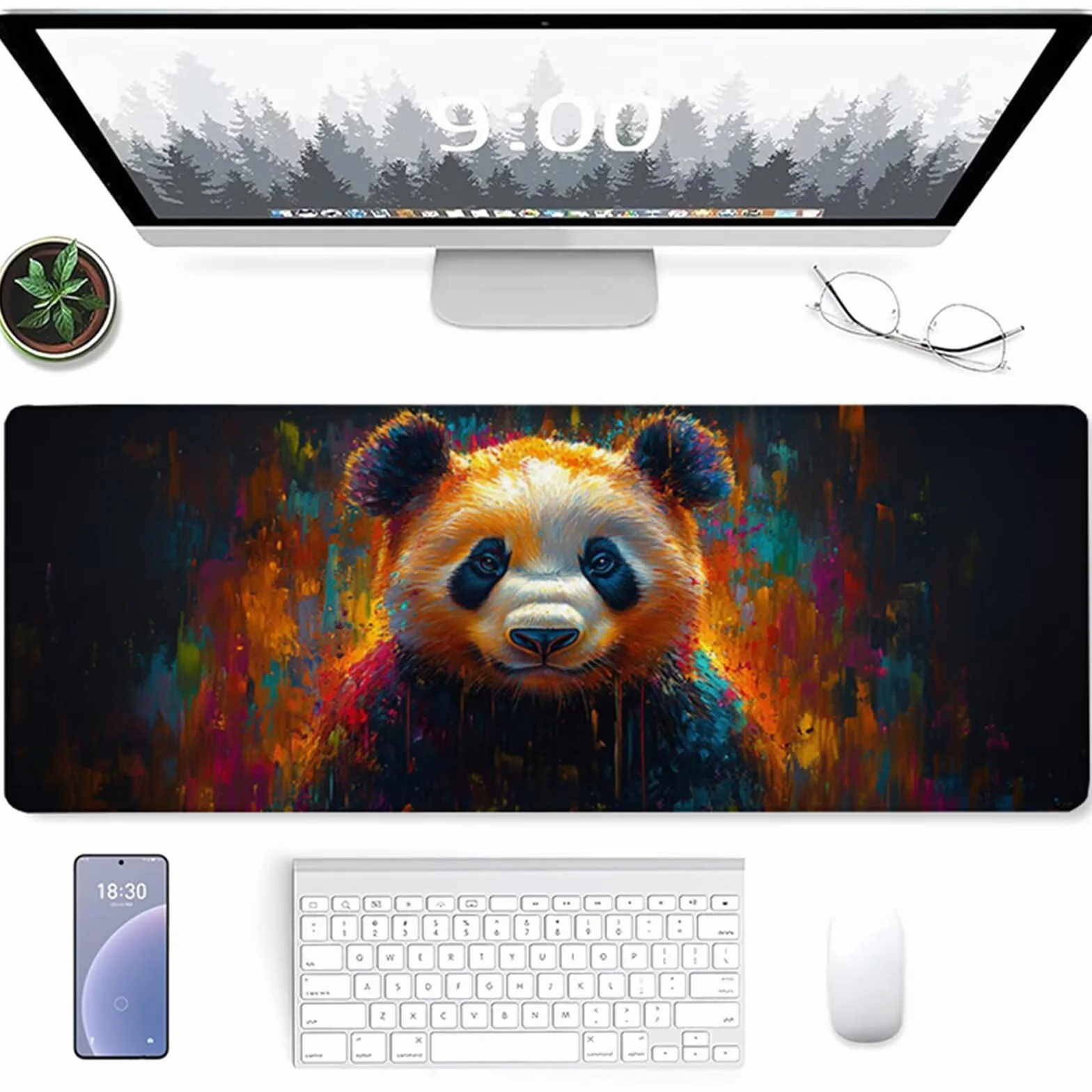 Graffiti Podkładka pod mysz XXL, duża podkładka pod biurko 1200 x 600 x 3 mm panda, podkładka pod mysz o wysokiej precyzji i szybkości, mata biurowa z gumową podstawą, akcesoria do gier, do laptopa G