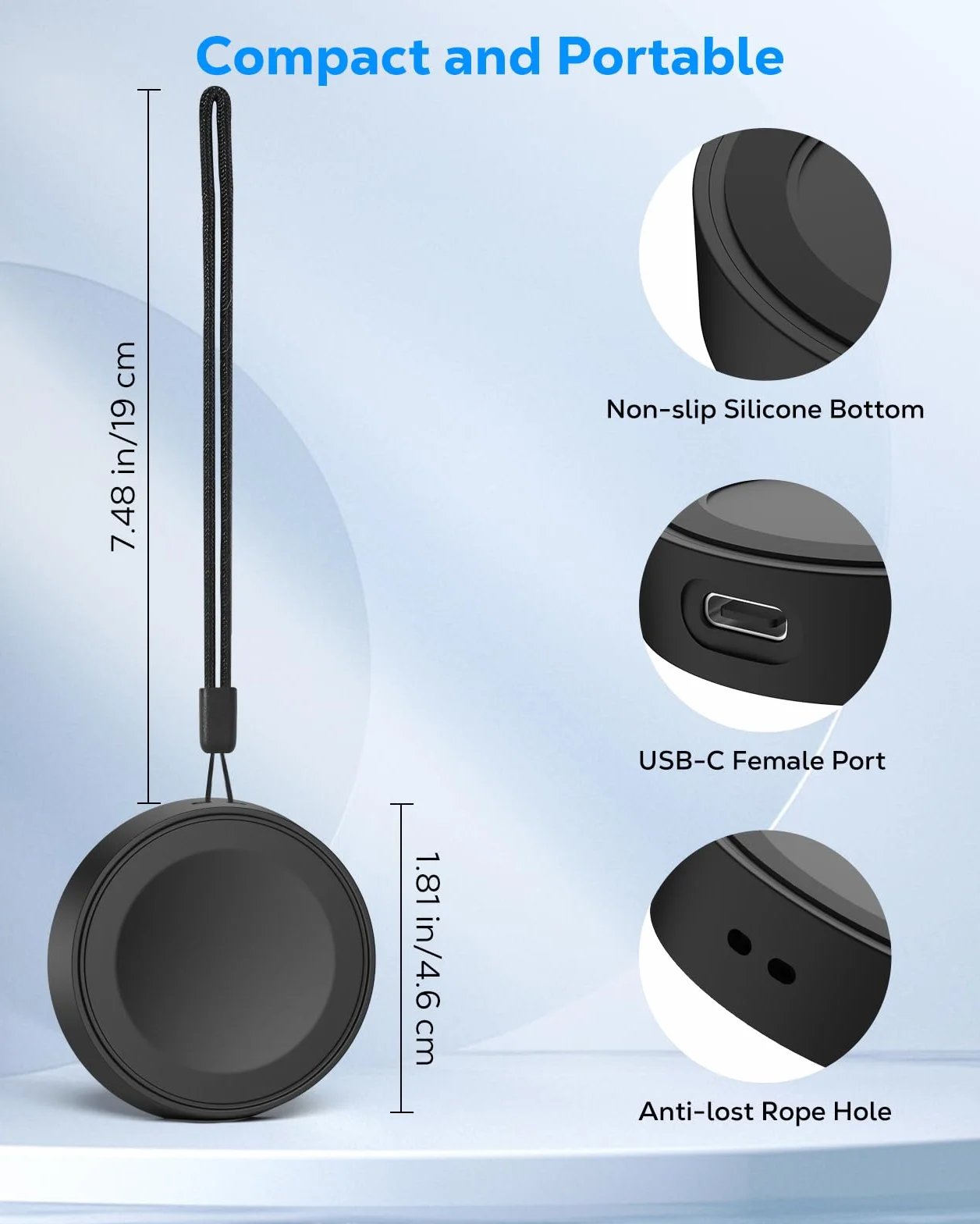 MoKo Magnetic Charger Adapter for Samsung Galaxy Watch Ultra/7/6/5/4/3/FE/Active 2/1, Wireless Charging Cradle with USB C