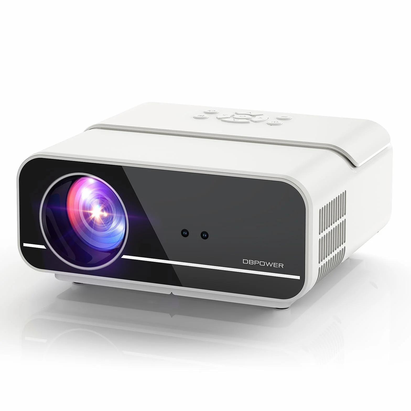 Projektor DBPOWER 4K z WiFi 5G i dwustronnym Bluetooth, projektor zewnętrzny 600ANSI FHD Native 1080P z 4P4D/PPT/Zoom, mini projektor domowy kompatybilny z TV Stick (biały)