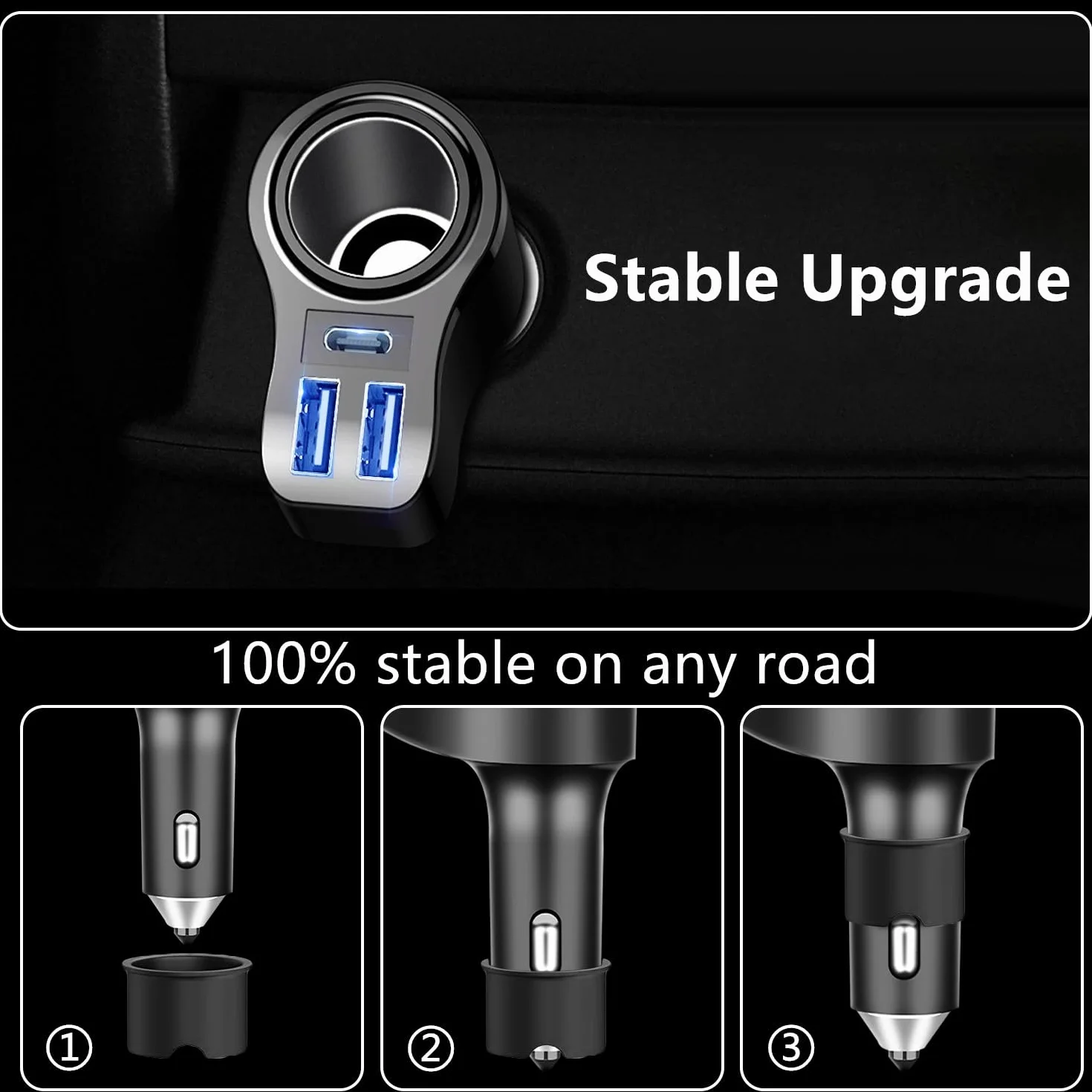 Ładowarka samochodowa 4 w 1 PD 3.0 do gniazda zapalniczki samochodowej rozdzielacz USB 12 V ładowarka samochodowa 168 W szybkie ładowanie mini adapter USB gniazdo do iPhone 17 16 15 14 13 12 Samsung