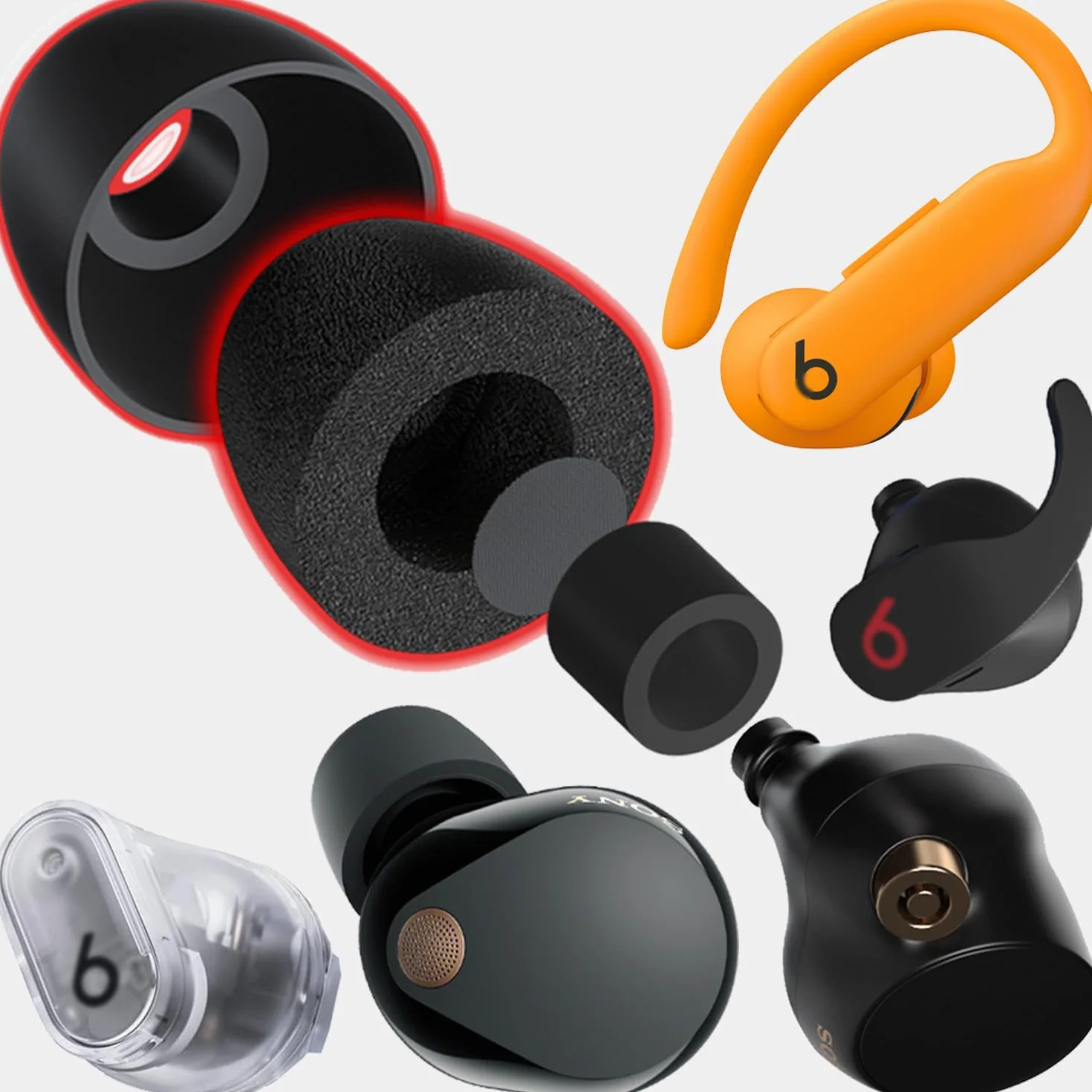 AirFoams Pro końcówki do uszu z pianki z pamięcią kształtu do Sony WF-1000XM4, Beats Fit Pro, Buds 2 Pro