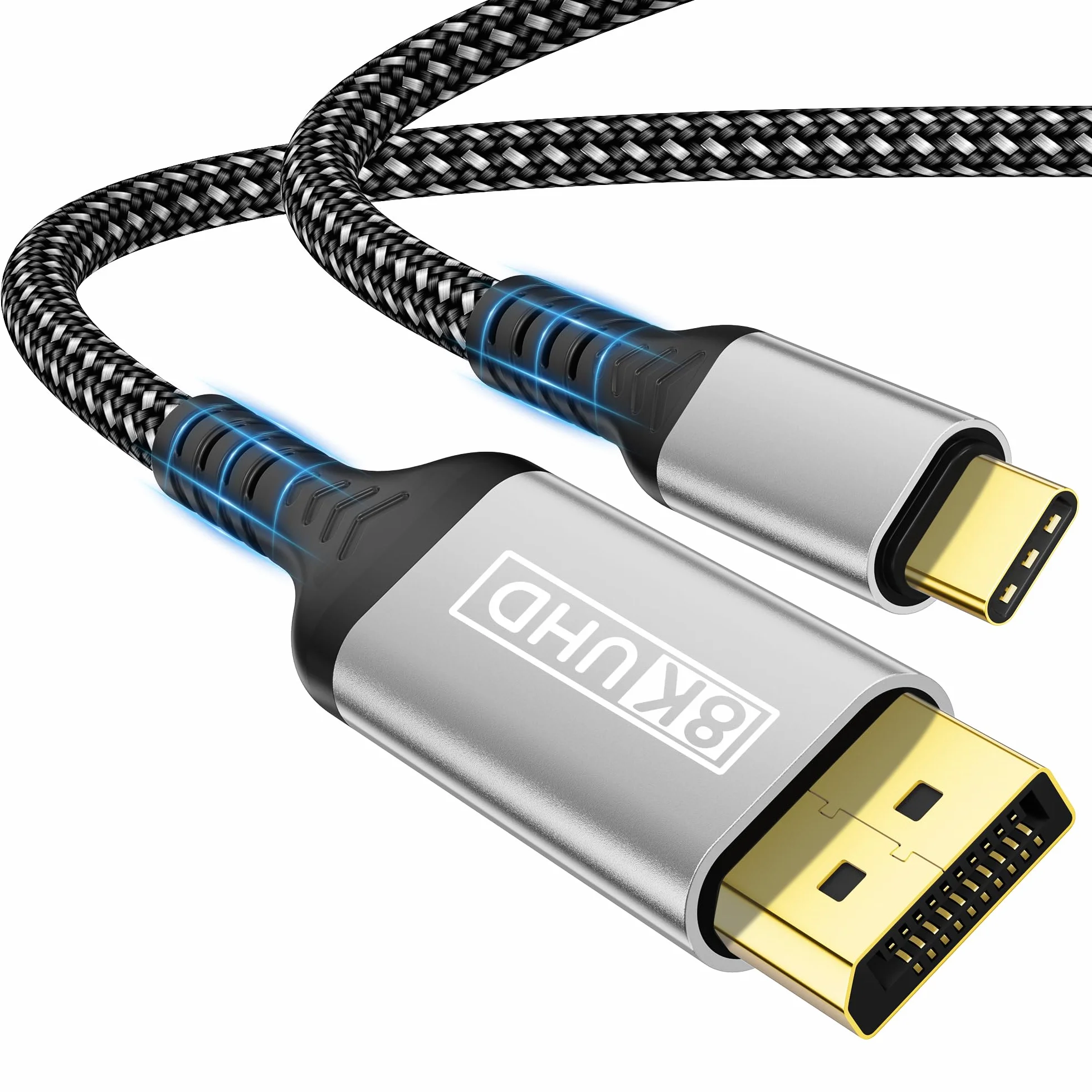 Kabel USB-C do DisplayPort 1,4,1 m 8K, 60 Hz/30 Hz, 4K, 240 Hz/144 Hz, HDR, VRR, Thunderbolt 4/3 DP1.4, kompatybilny z iPhone 17 Pro/17 Pro Max/16/15, MacBook Pro/Air, Mac, iPad Pro/Air 5, Surface Pro