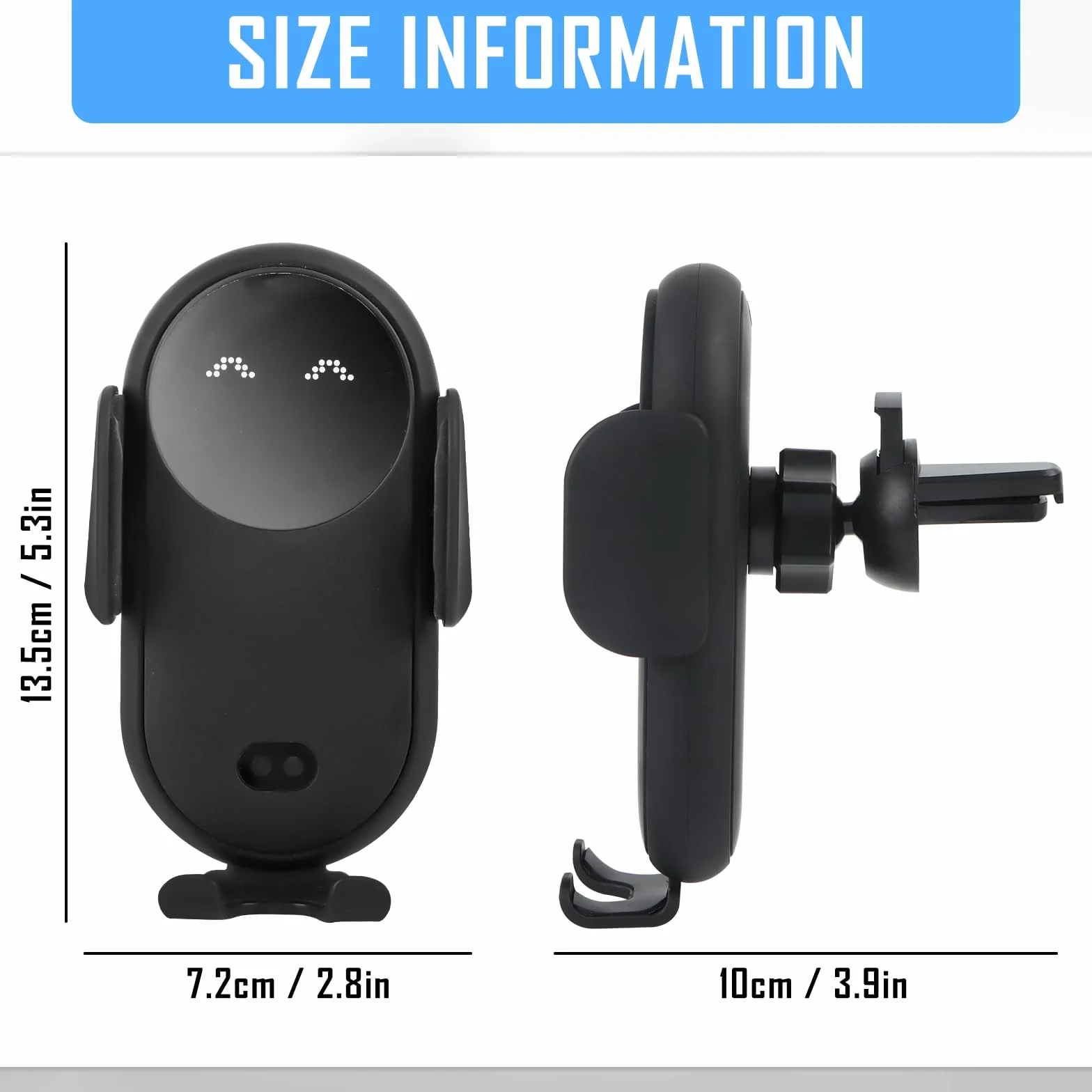 Samochodowy uchwyt na telefon komórkowy z funkcją ładowania, bezprzewodowa ładowarka, indukcyjna stacja ładująca, podwójna cewka, obrotowa o 360°