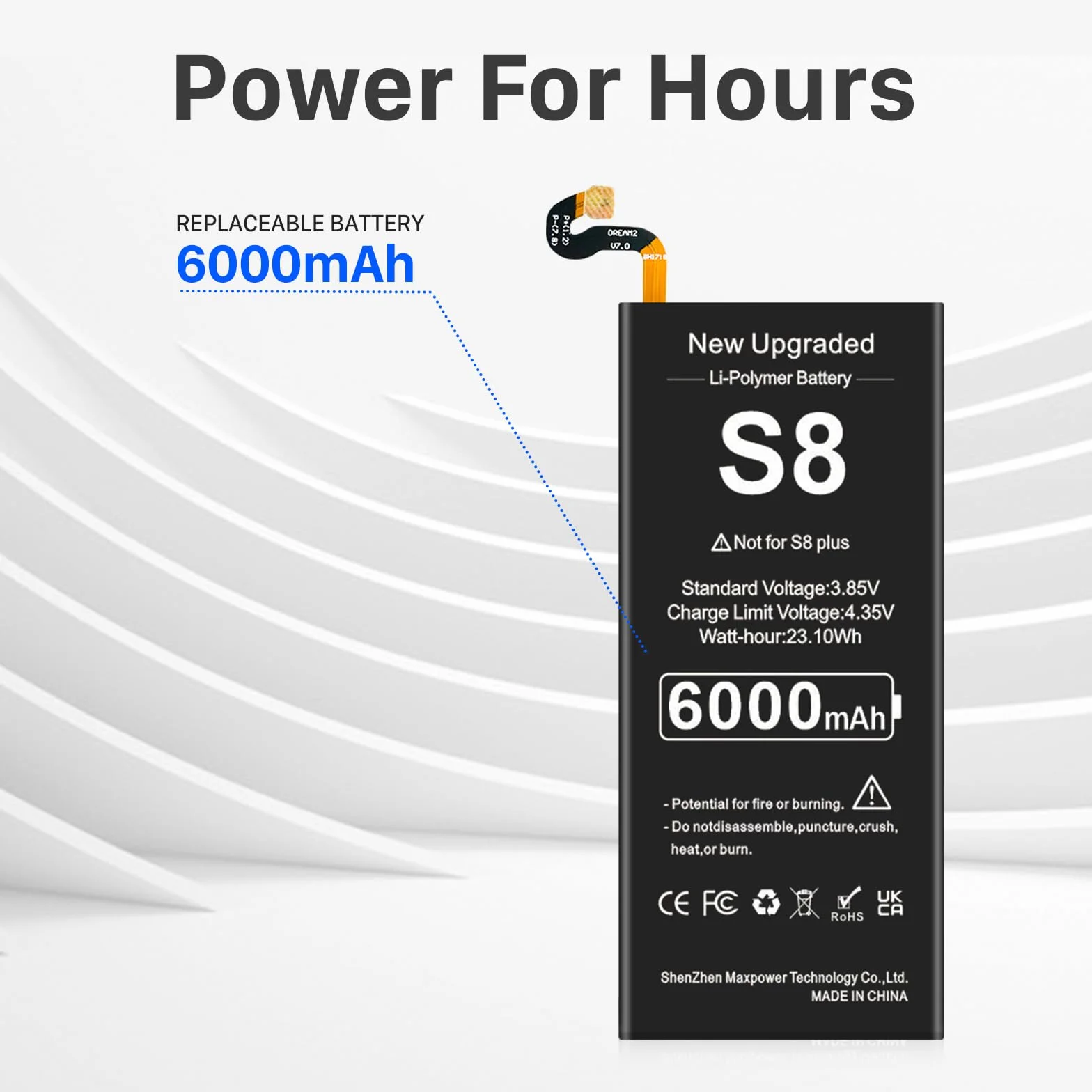 Bateria do Galaxy S8, akumulator 6000 mAh o dużej pojemności do Galaxy S8 EB-BG950ABE, EB-BG950ABA,SM-G950U z zestawami naprawczymi (nie pasuje do S8 Active, S8 Plus)