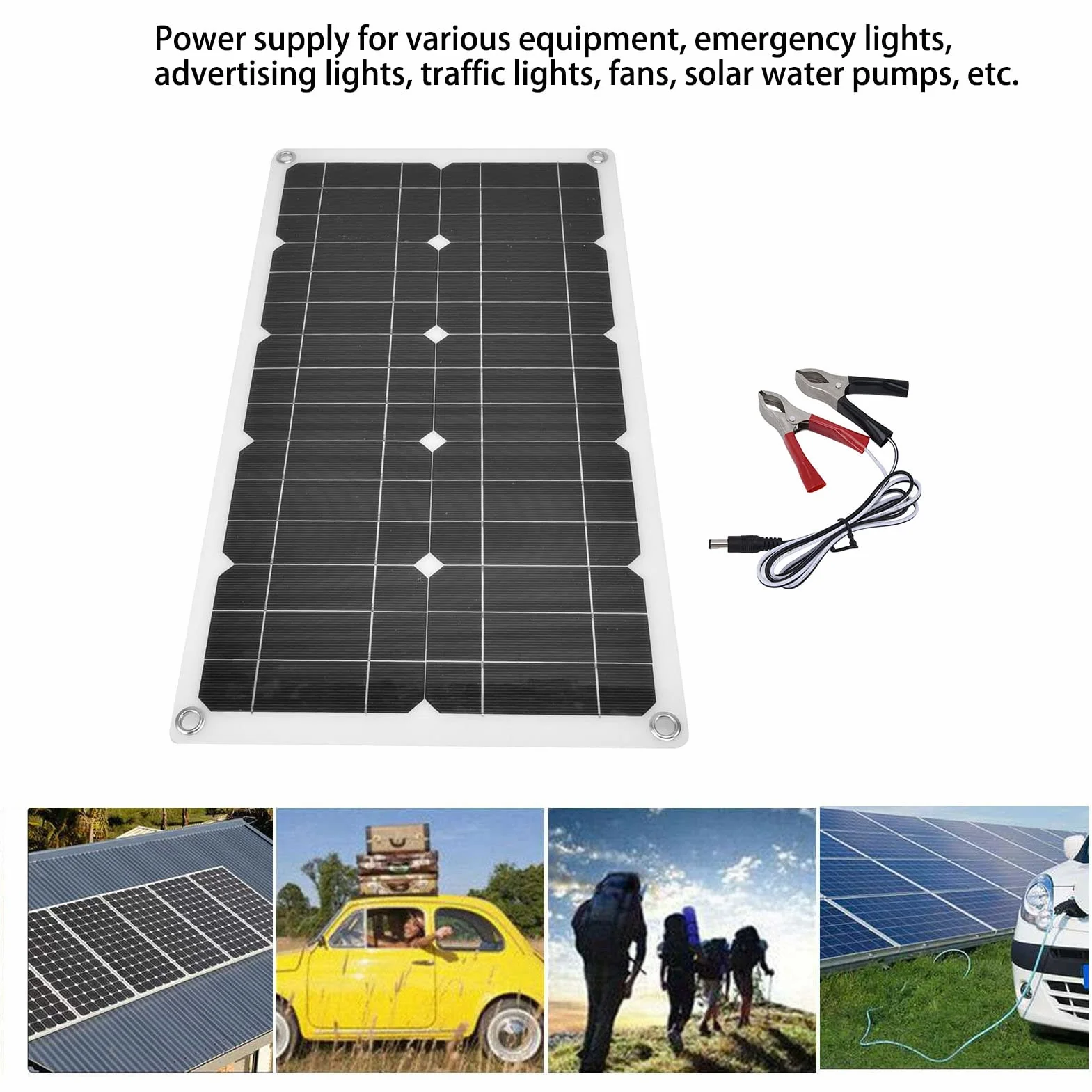Ładowarka do paneli słonecznych, 18 V 100 W Wodoodporny panel do ładowania słonecznego z zewnętrzną ładowarką USB Wysokowydajne ładowarki do ogniw słonecznych Power Bank Zewnętrzny akumulator do samoc