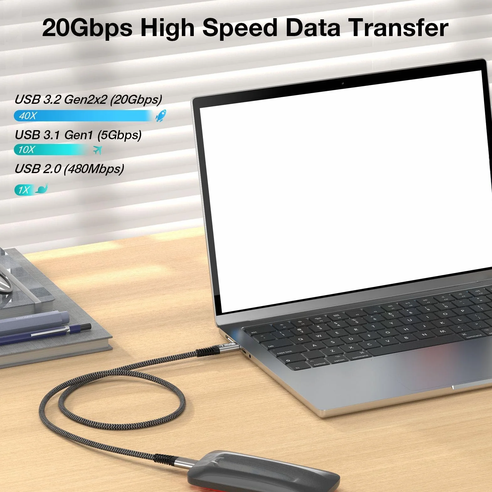 Przewód USB C na USB C PD 3.1 240W 4K 60Hz 0,5m
