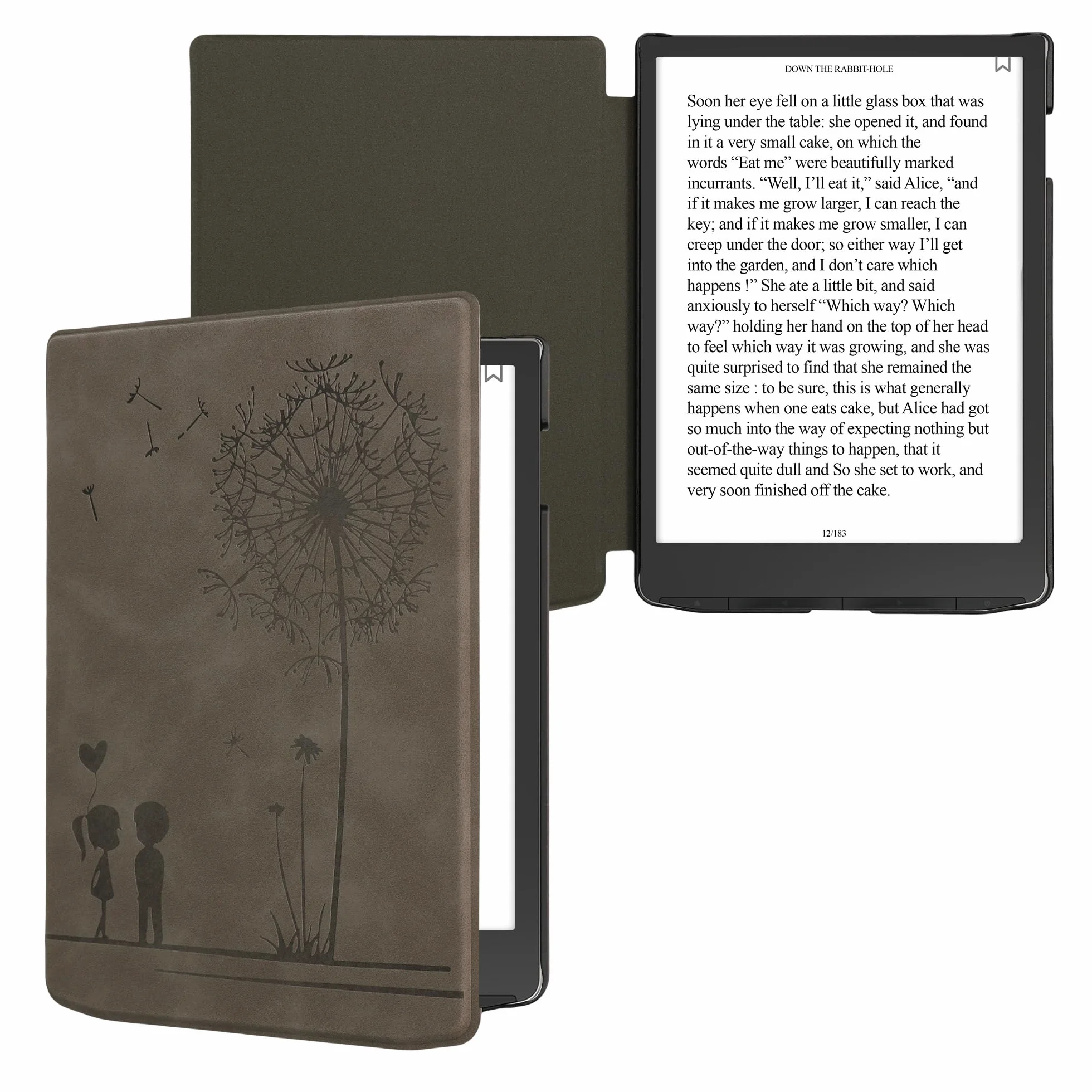 kwmobile Pokrowiec kompatybilny z Pocketbook InkPad 4 / Color 3 / Color 2 / Vivlio InkPad 4 / InkPad Color 3 Cover - Etui na czytnik e-booków - Dandelion Love Grey