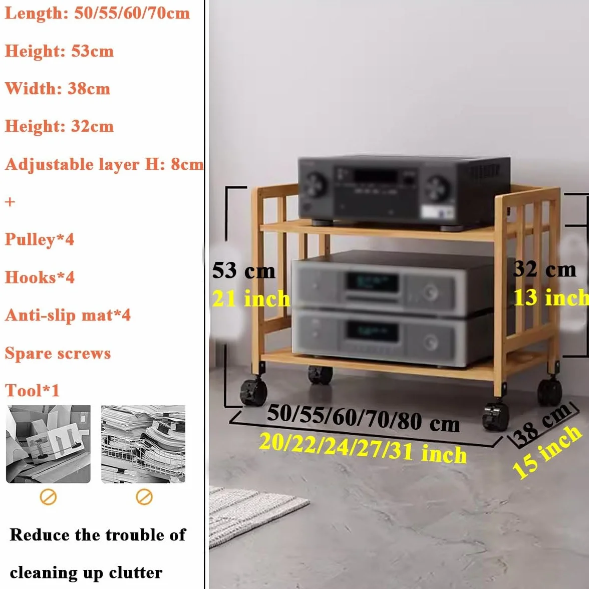 5-poziomowa wieża do przechowywania multimediów, regulowany stojak na płyty DVD CD na gramofony i sprzęt stereo, idealny audio-wideo do salonu i biura centrum rozrywki