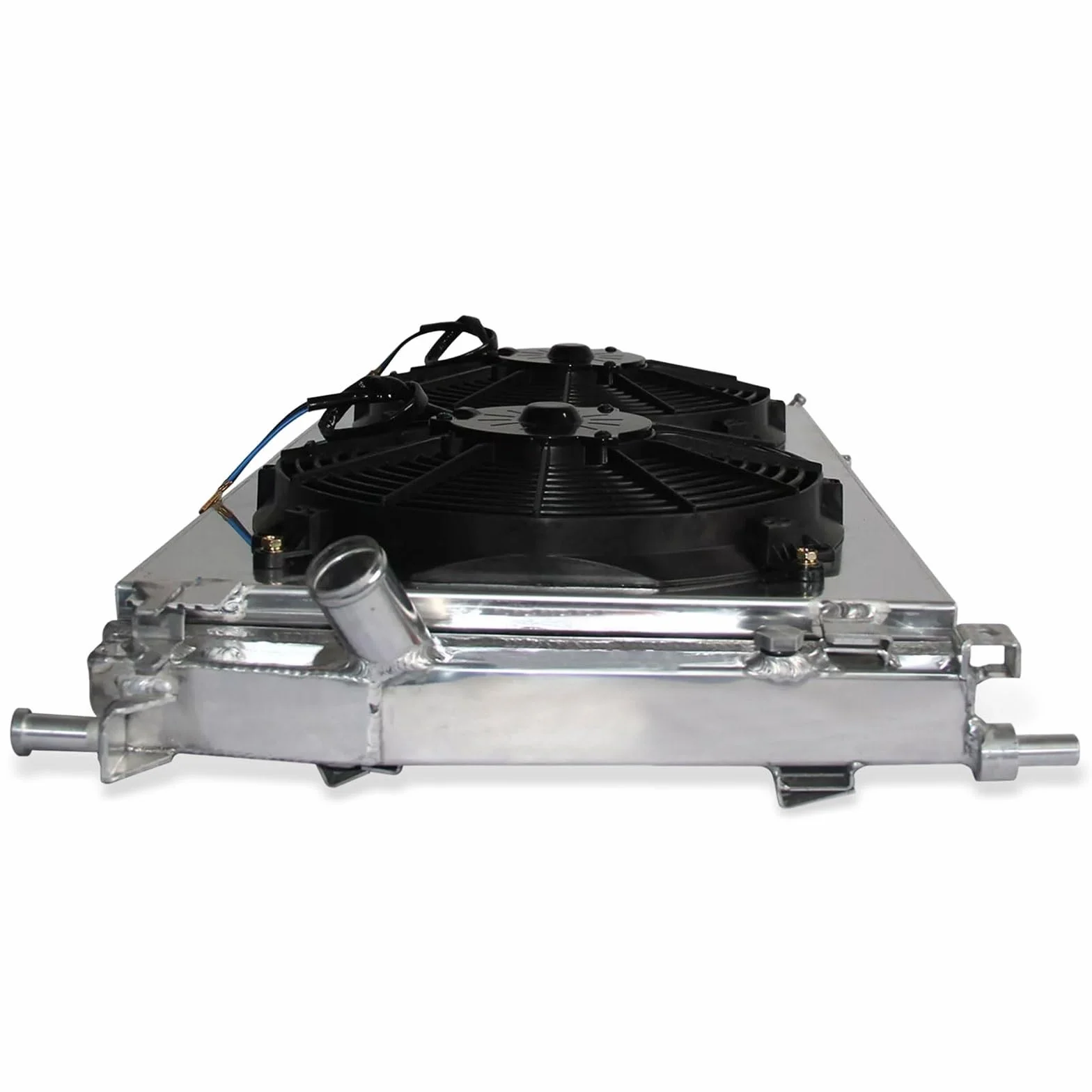 Radiatora Steam Deck 2-rzędowa aluminiowa chłodnica i osłona wentylatora pasujące do Mazda 3 2.0L 2.3L 2.5L L4 2010-2013 MT Aluminiowy radiator