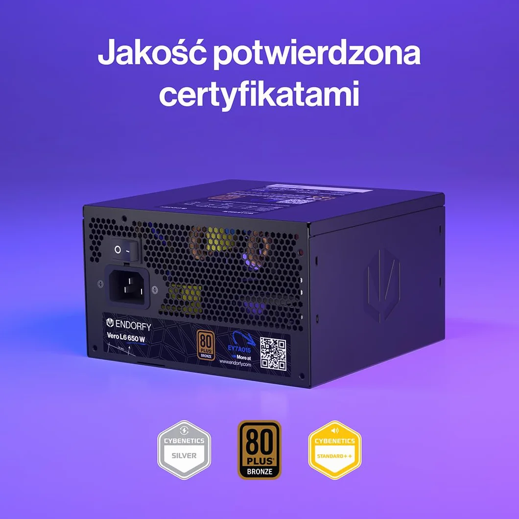ENDORFY Vero L6 650W ATX 3.1 zasilacz 80 PLUS Bronze, Cybenetics Silver, PCIe 5.1, 12V 2x6 450W, Stratus 120 mm, PSU do PC Gaming, 650 W