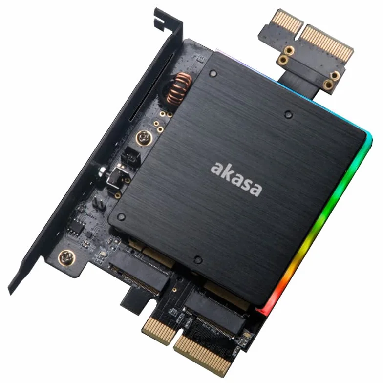 Akasa Podwójny adapter M.2 PCI-E RGB LED karta