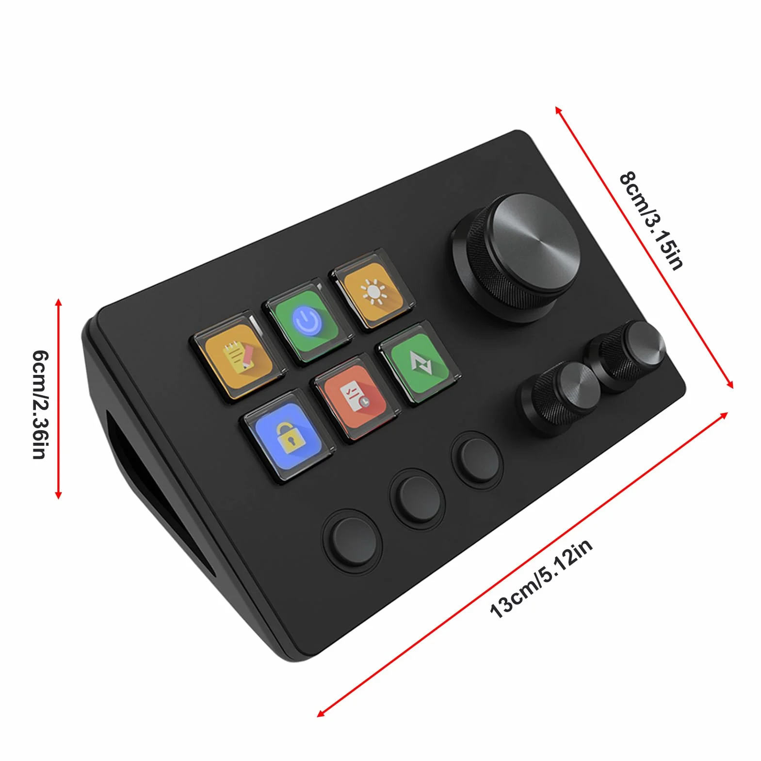 Asixxsix Stream Controller 6 Klawisze do Personalizacji, 3 Metalowe Pokrętła (BLACK)