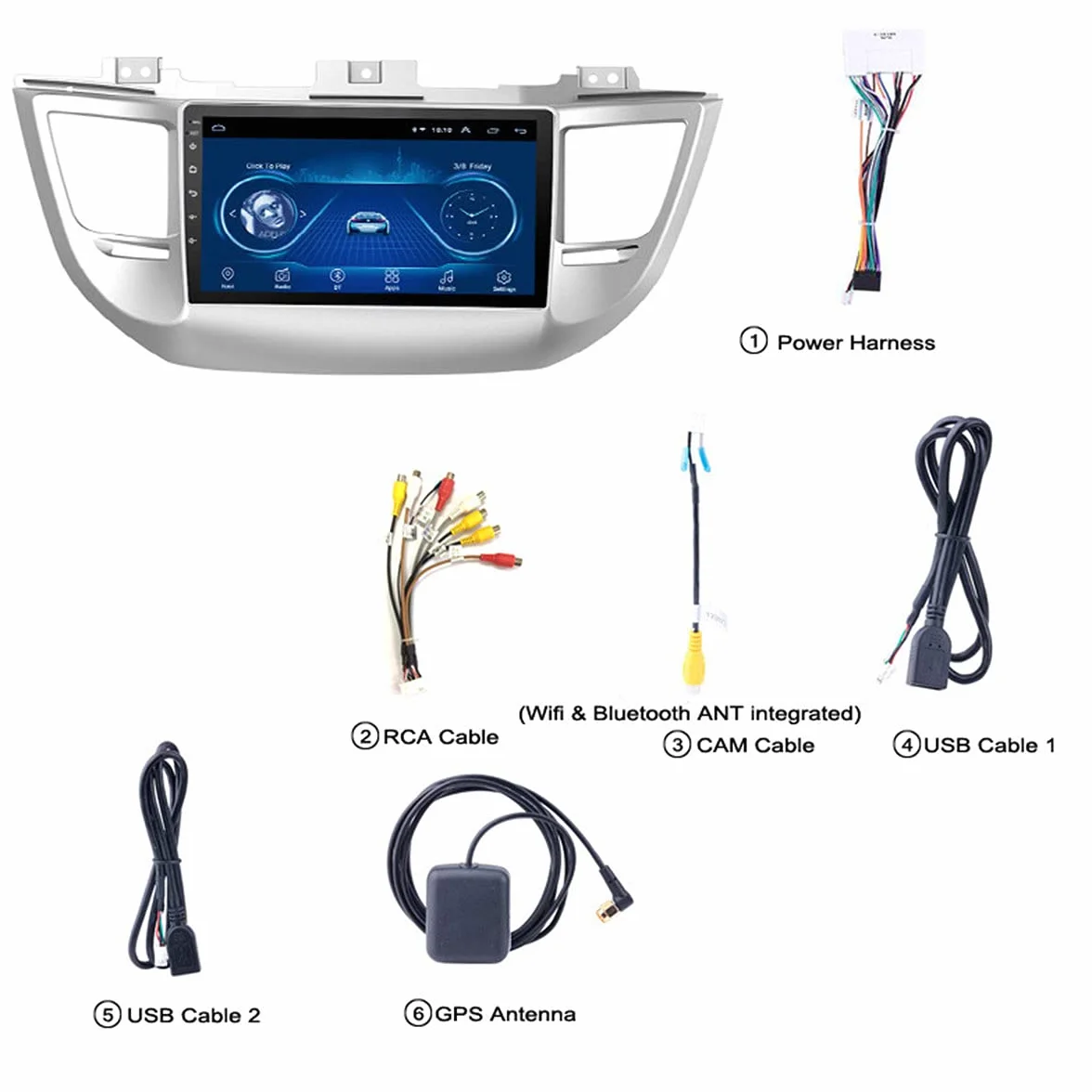 Nawigacja GPS do samochodu, mapy 2021 z bezpłatną dożywotnią aktualizacją, system nawigacji z odbiornikiem FM z ekranem dotykowym 9.0" HD 1080P, dla HYUNDAI TUCSON 2015-2018
