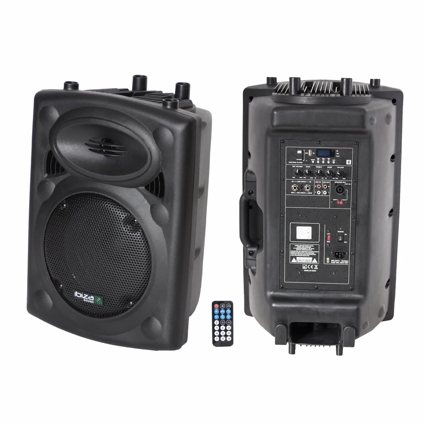 Ibiza - SLK8A-BT - Aktywny głośnik PLUG & PLAY 8"/20cm, 300W ze zintegrowanym wzmacniaczem - Bluetooth, USB, SD i AUX - Czarny