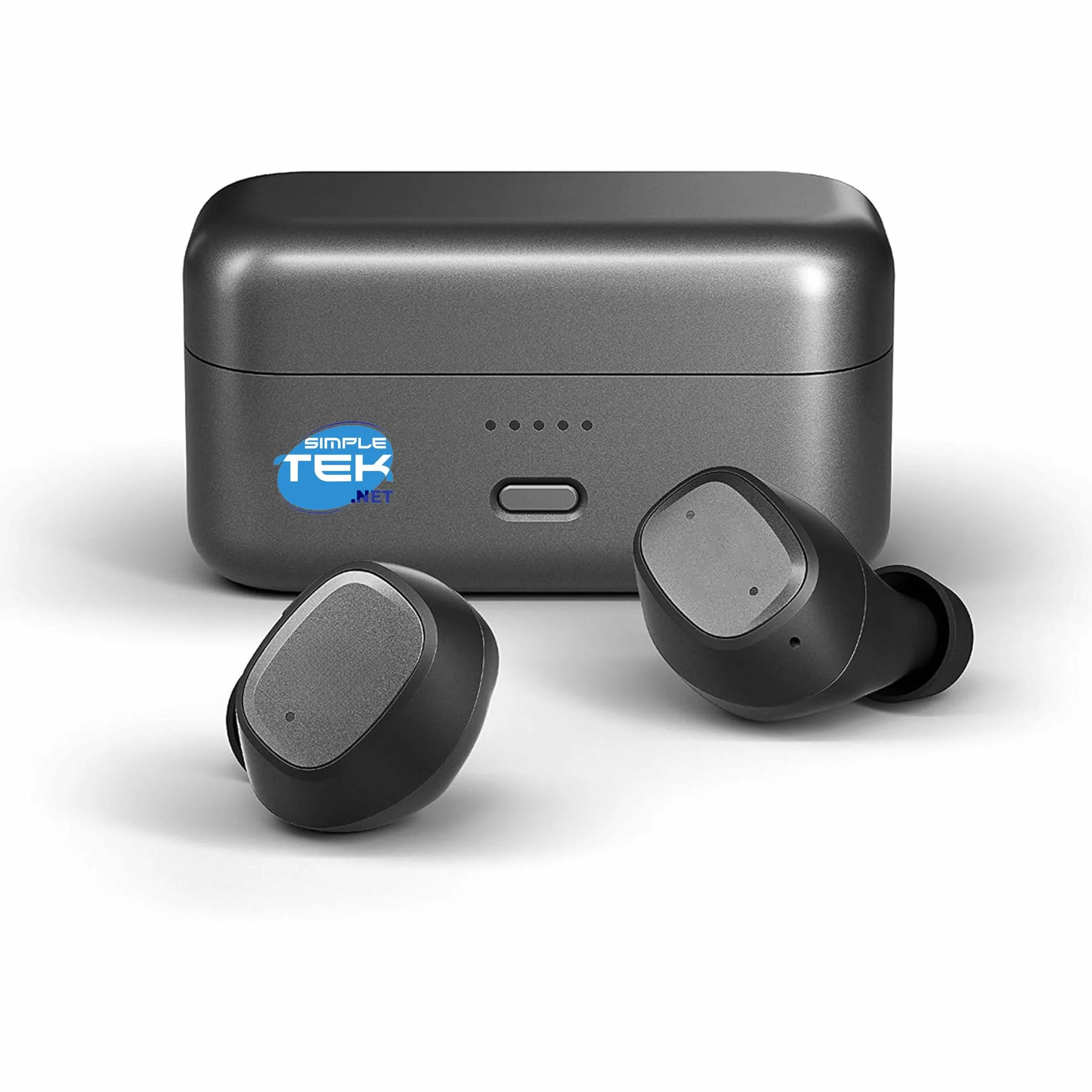 SIMPLETEK TWS bezprzewodowe słuchawki do gier 1D/2D z Bluetooth 5.1, czas pracy 5h + 15 h etui, podwójny mikrofon, IPX5 - czarny